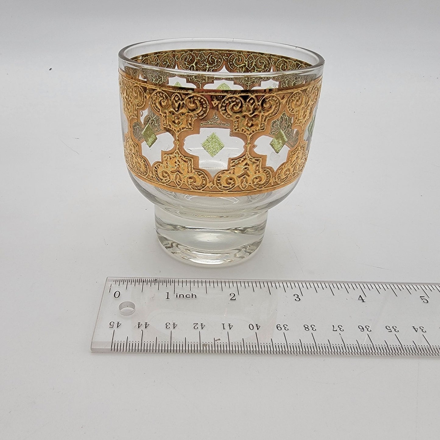 Set Of 4 Vintage Culver Valencia 22K Gold Footed Cocktail Lowball Glasses