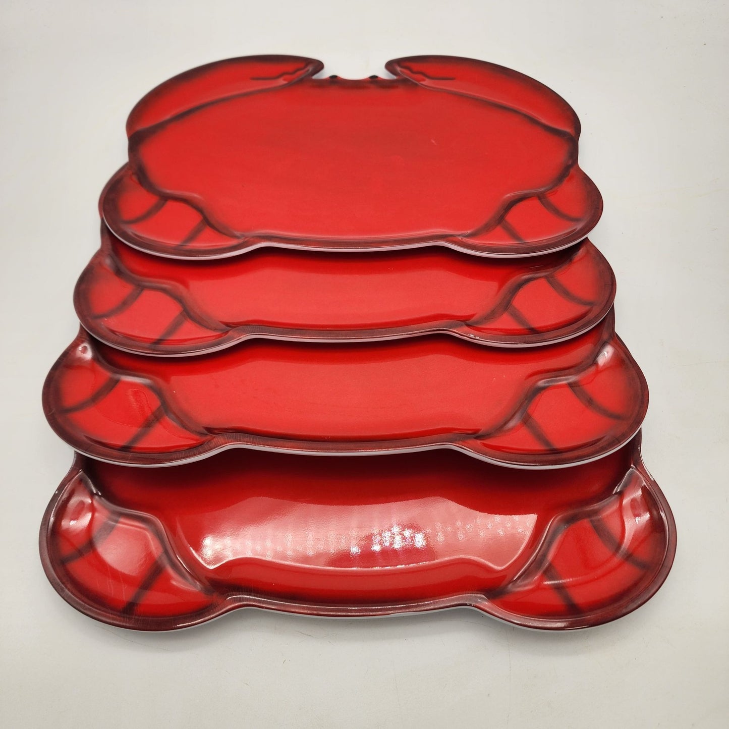 Vintage Red Crab Melamine Serving Trays -Set Of 4