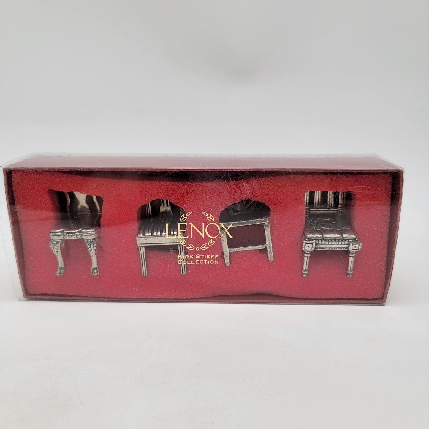 Lenox Kirk Stieff Collection Pewter Chair Ornaments Set Of 4 Colonial Williamsburg Design With Box