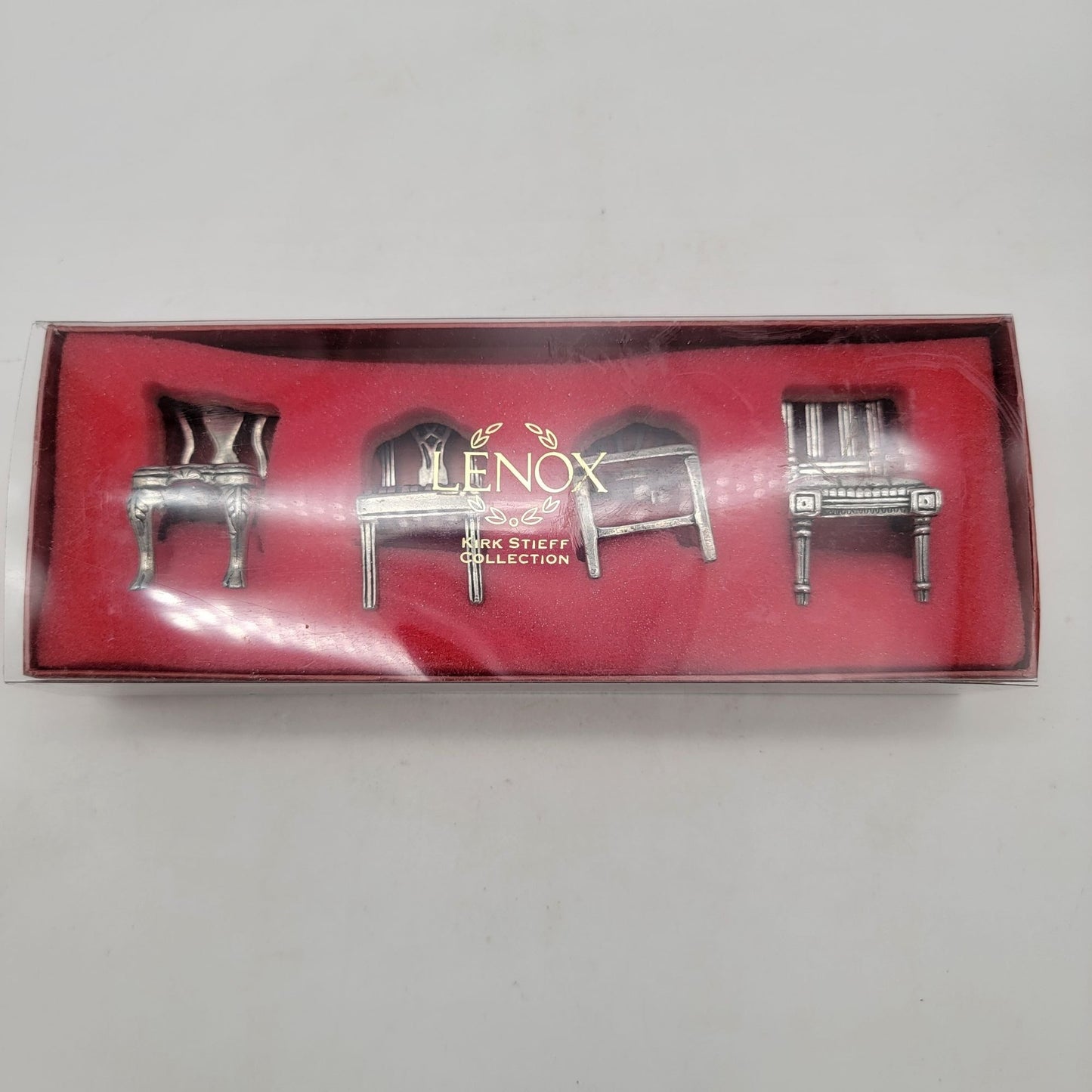 Lenox Kirk Stieff Collection Pewter Chair Ornaments Set Of 4 Colonial Williamsburg Design With Box