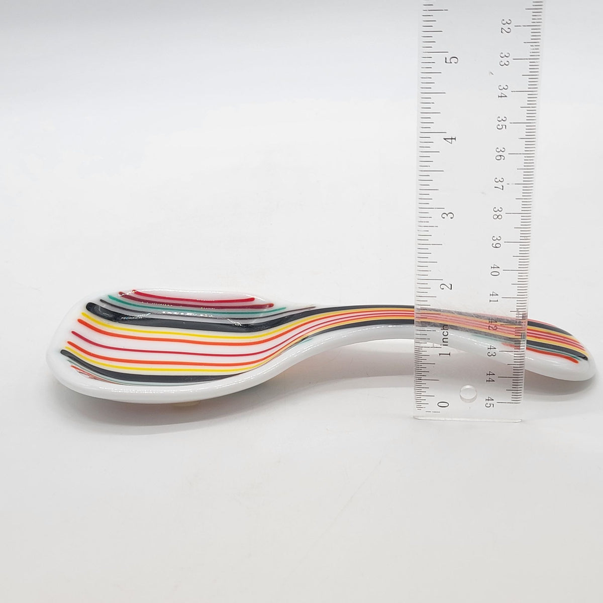 Colorful Fused Glass Striped Spoon Rest