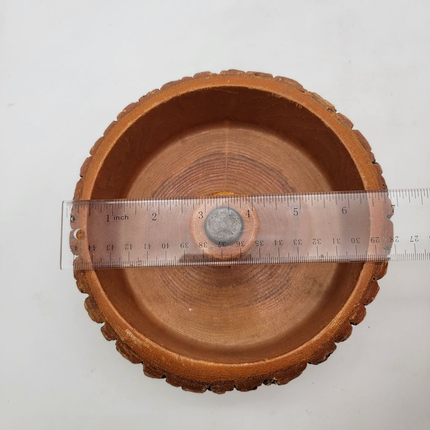 Handmade Wood Nut Bowl With Live Edge & Center Knob