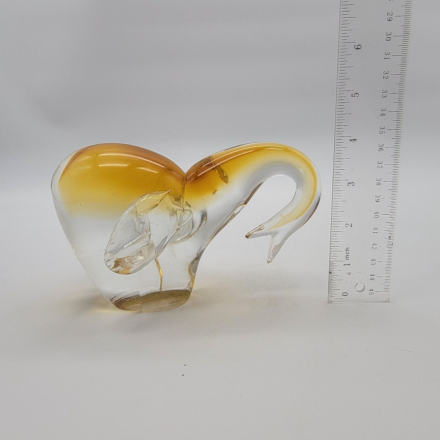 Blown Art Sommerso Glass Elephant Sculpture Amber