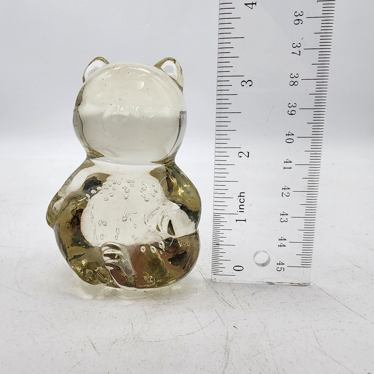 Vintage Clear Glass Bear Figurine With Bullicante Bubbles
