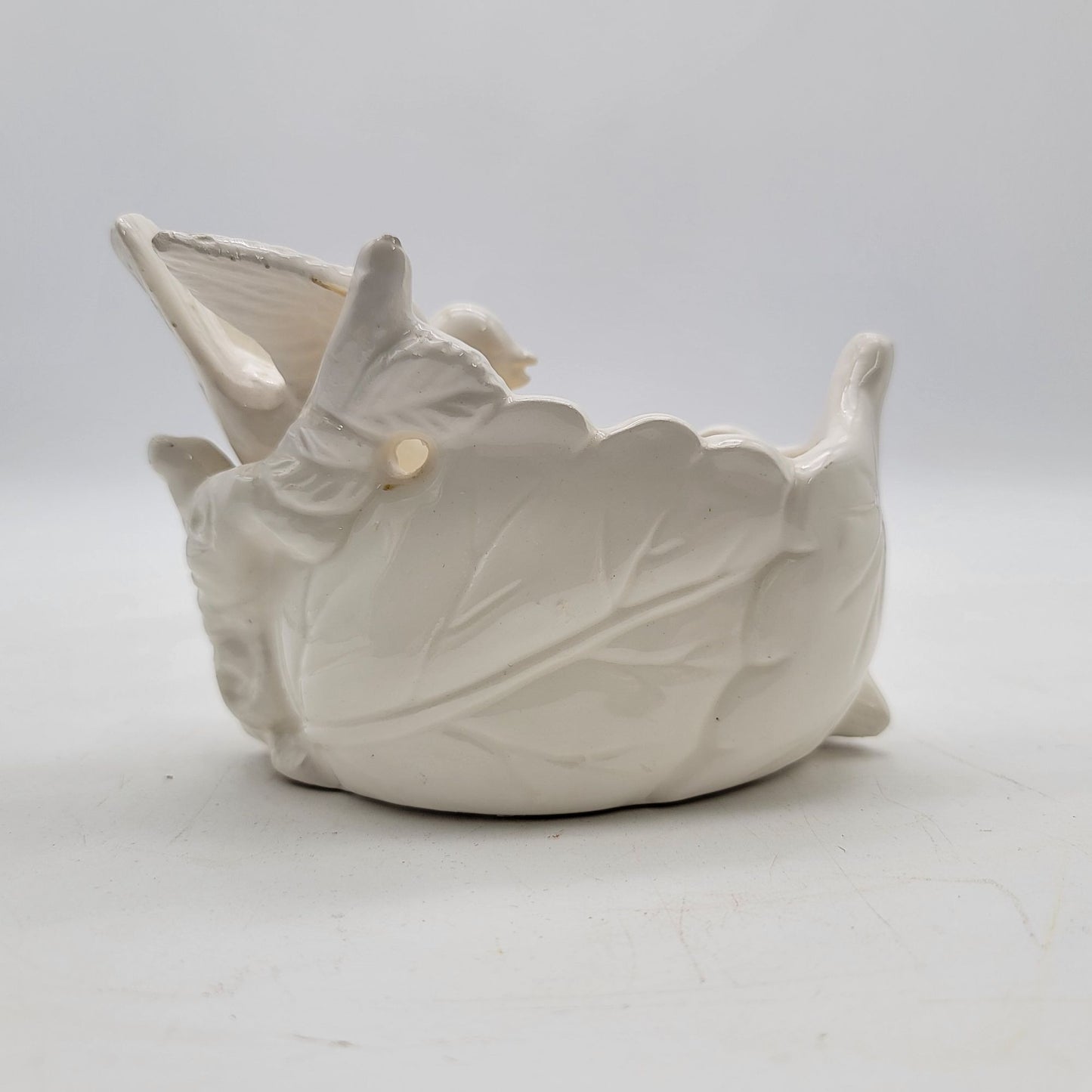 Vintage White Bird & Leaf Planter