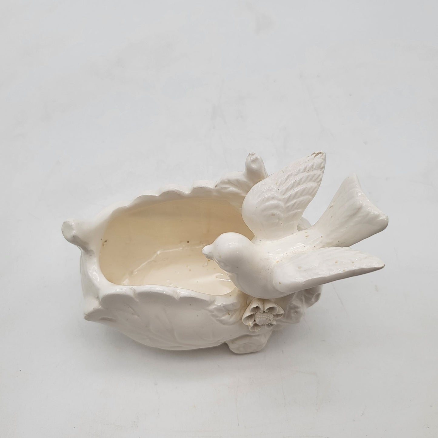 Vintage White Bird & Leaf Planter