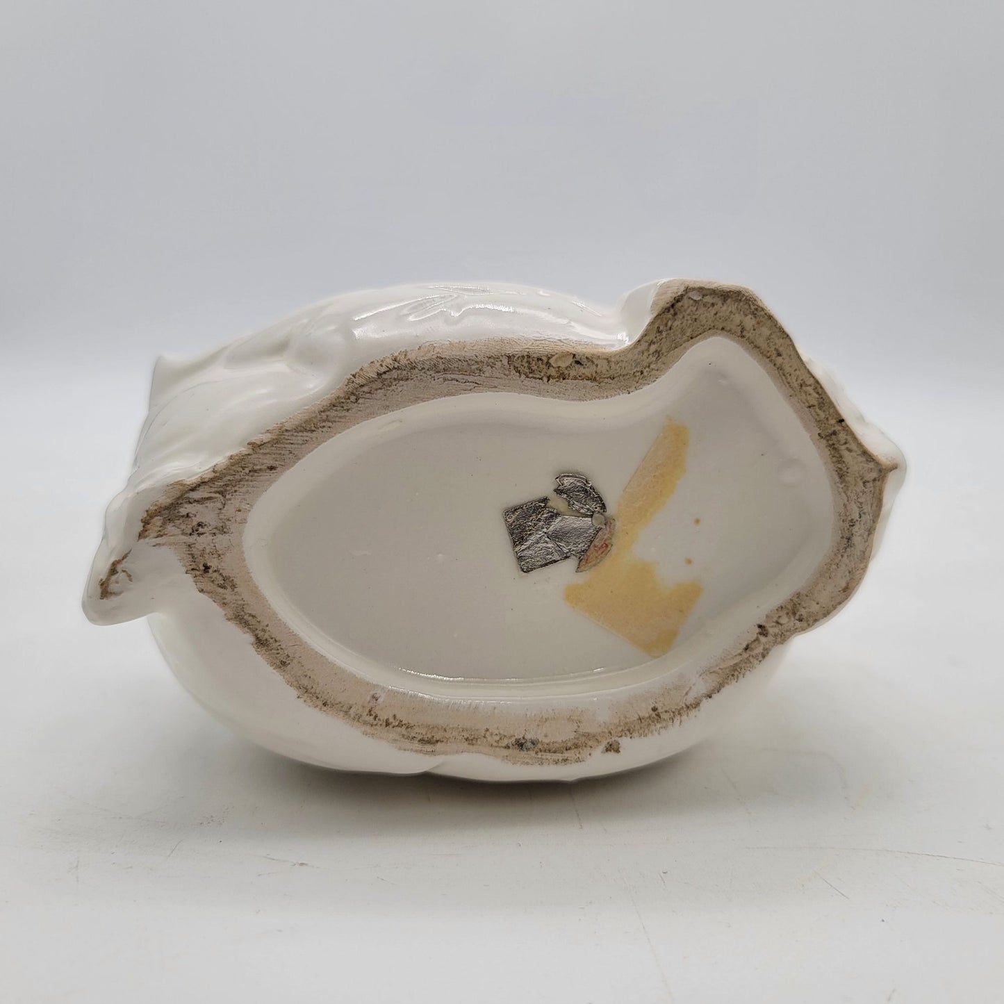 Vintage White Bird & Leaf Planter