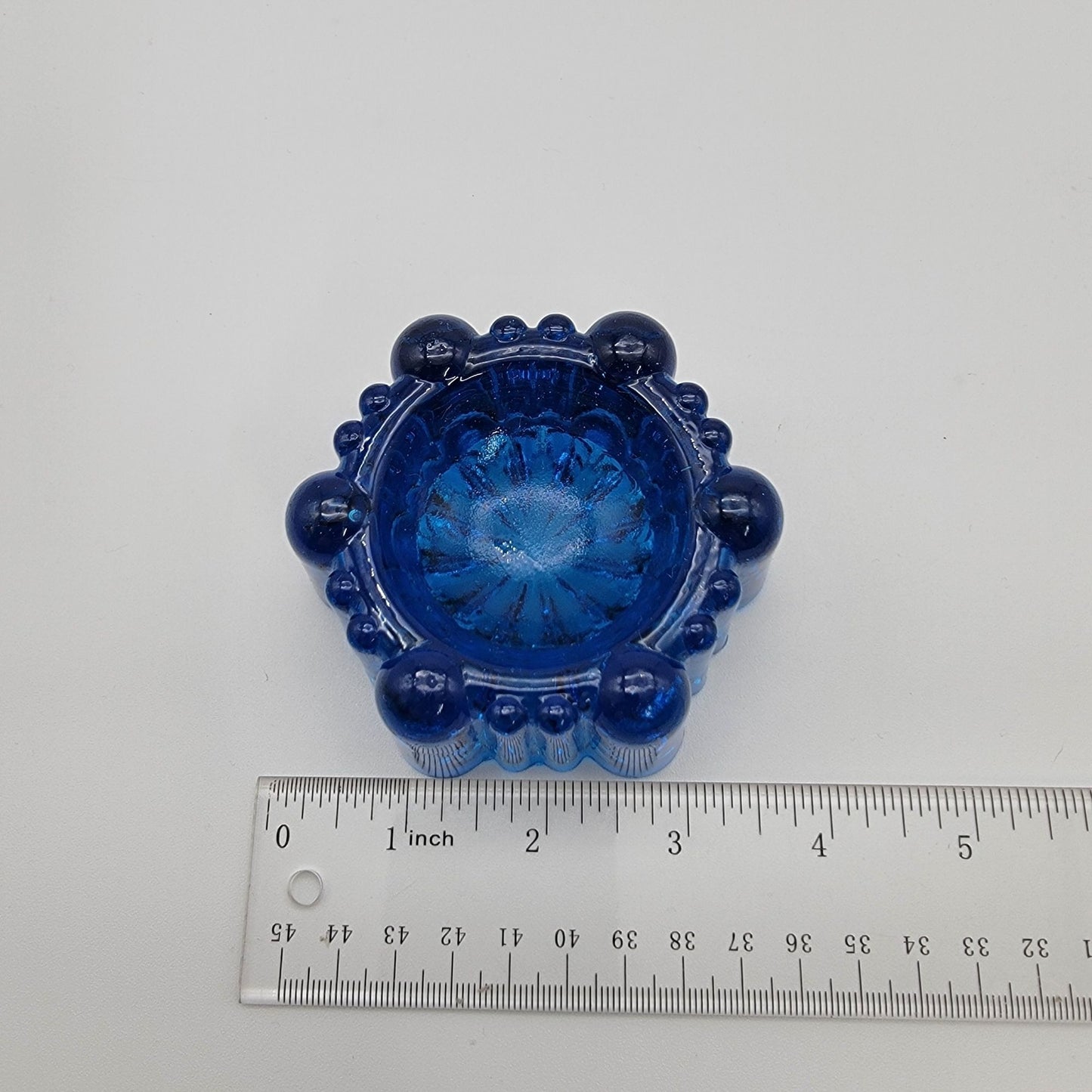 Antique Blue Glass Piano Castor Cup