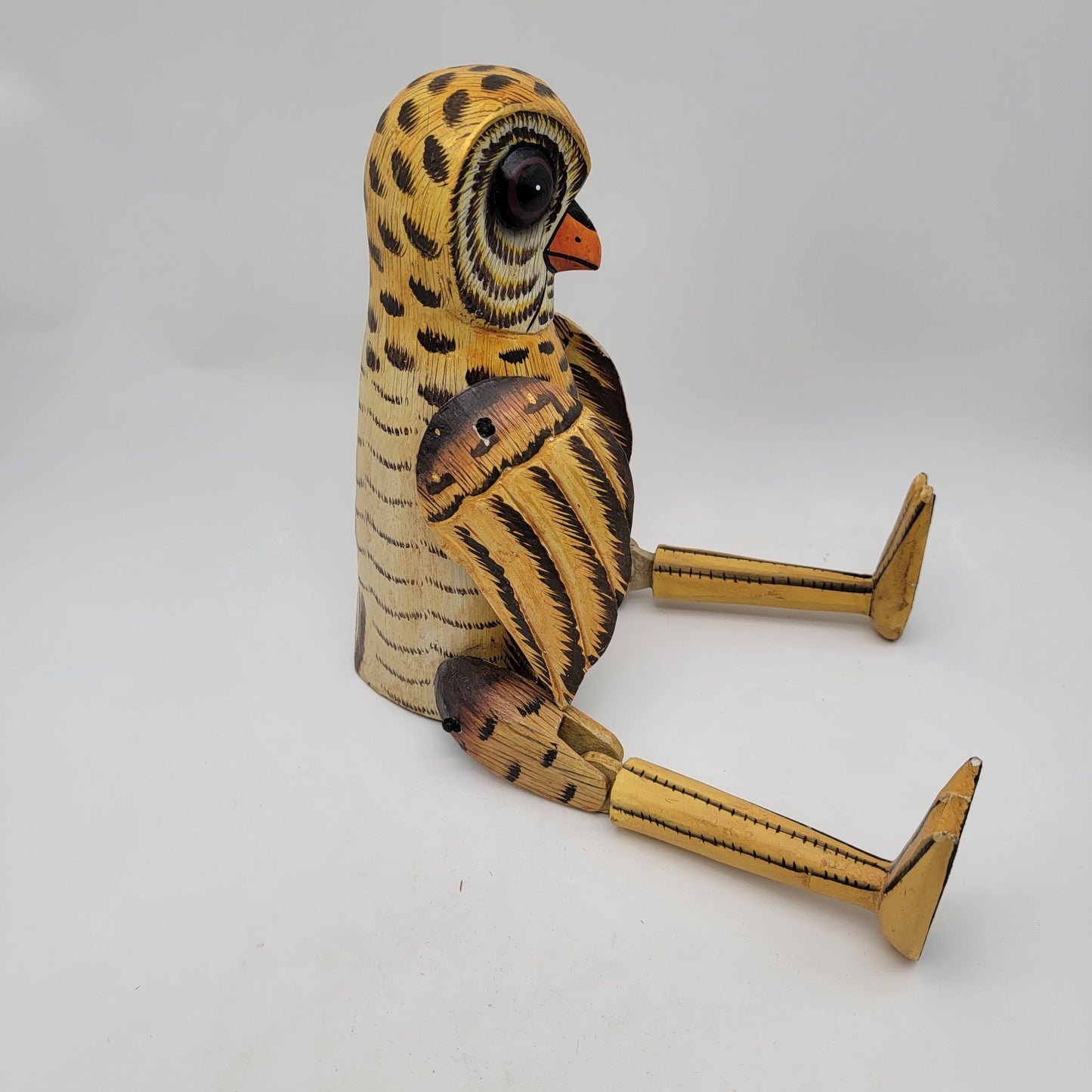 Vintage Articulated Wooden Owl Shelf Sitter Sculpture
