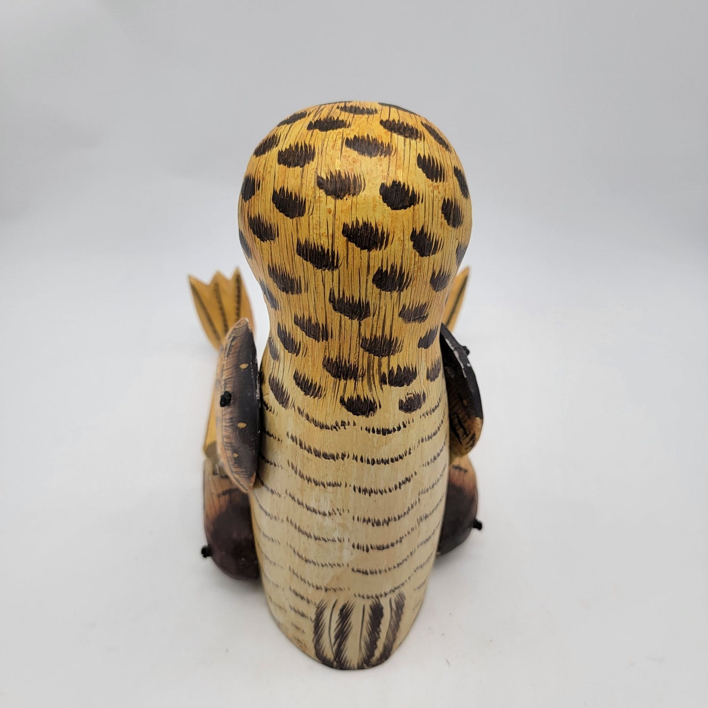 Vintage Articulated Wooden Owl Shelf Sitter Sculpture