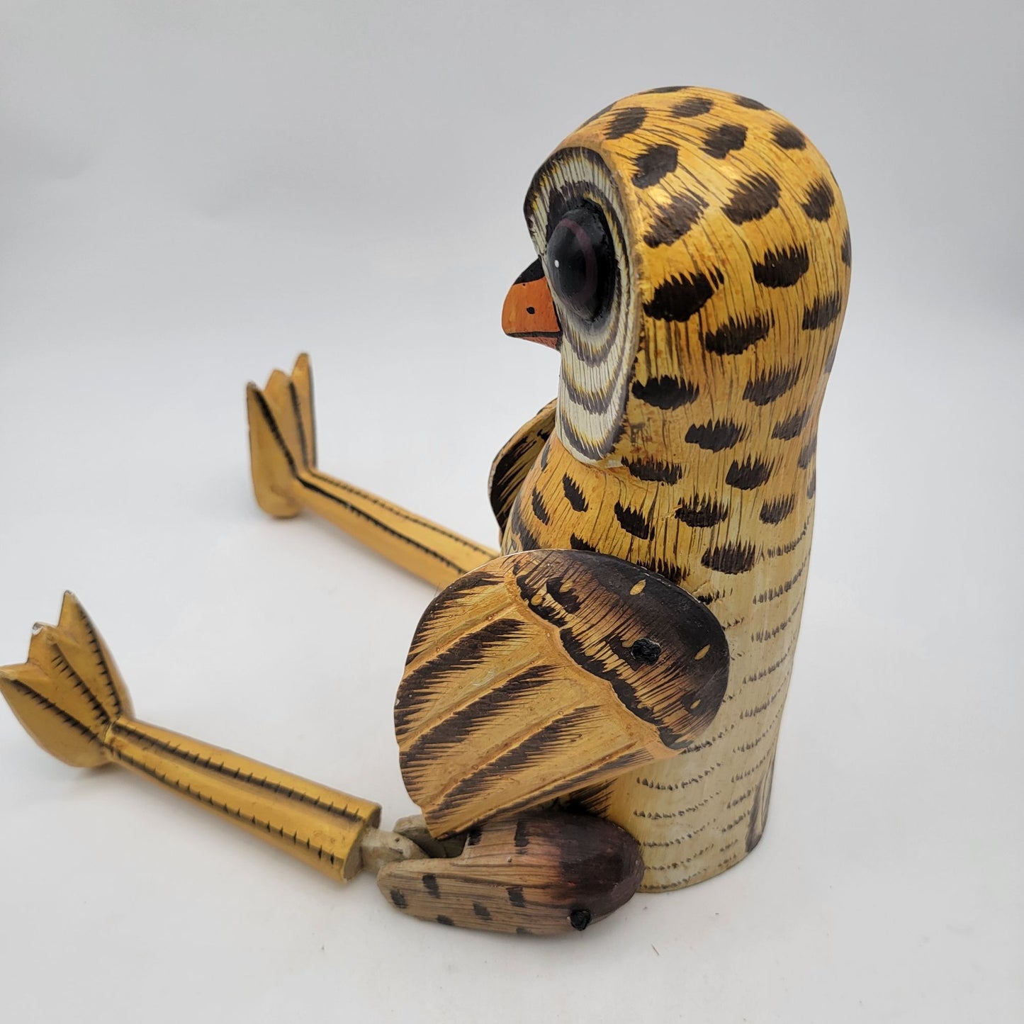 Vintage Articulated Wooden Owl Shelf Sitter Sculpture