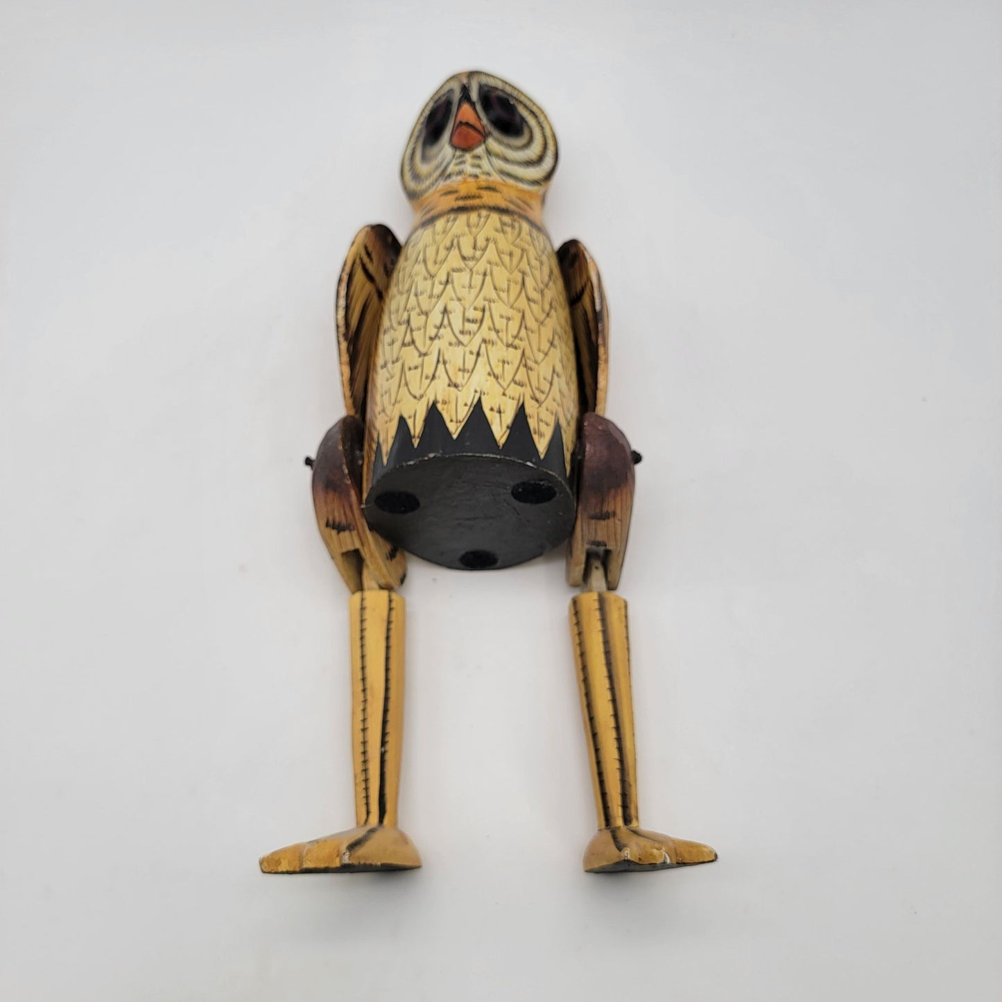 Vintage Articulated Wooden Owl Shelf Sitter Sculpture