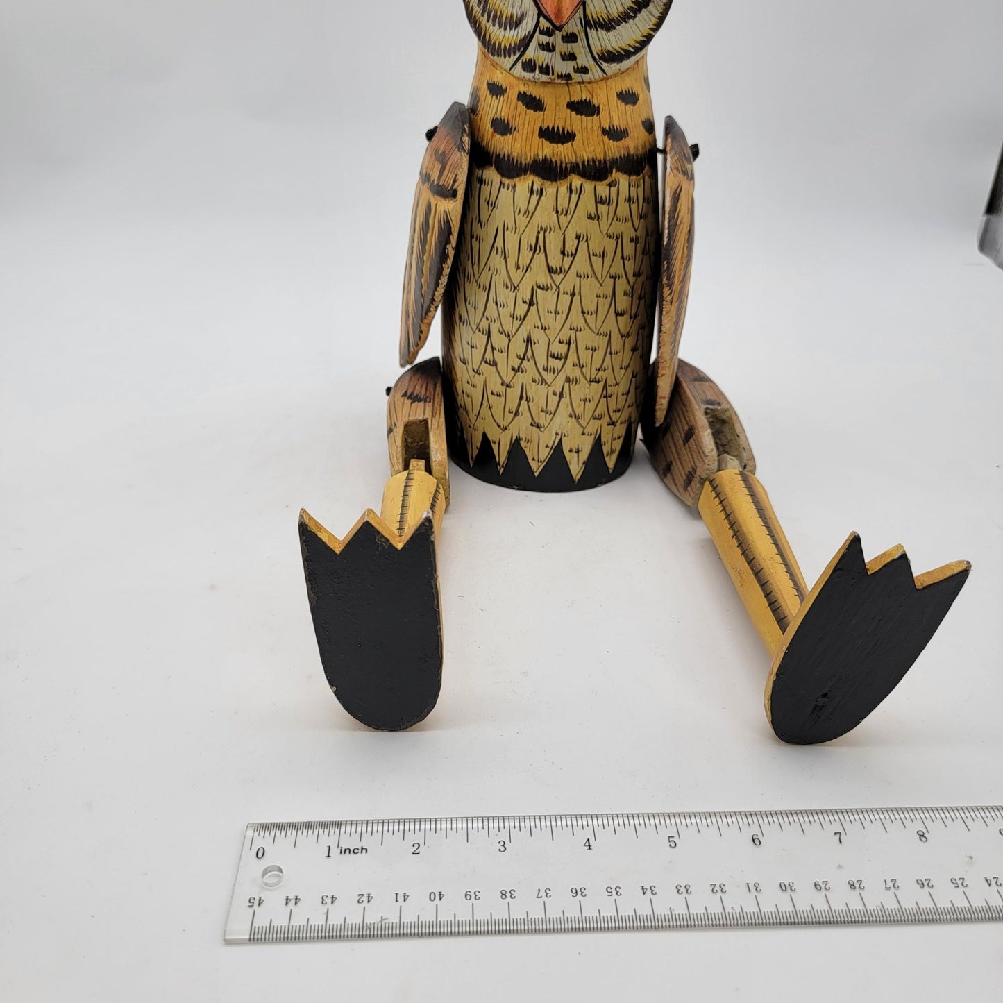 Vintage Articulated Wooden Owl Shelf Sitter Sculpture