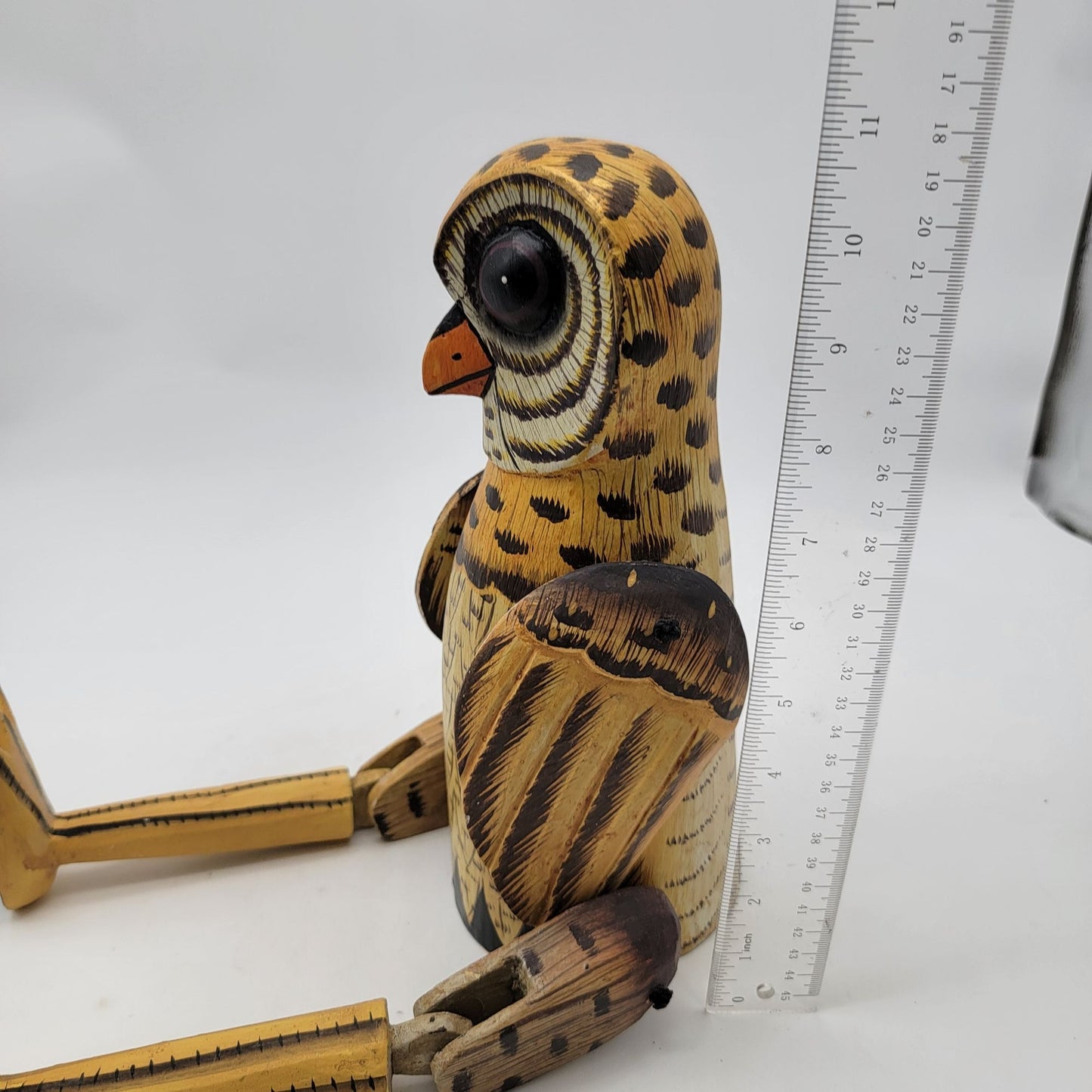 Vintage Articulated Wooden Owl Shelf Sitter Sculpture