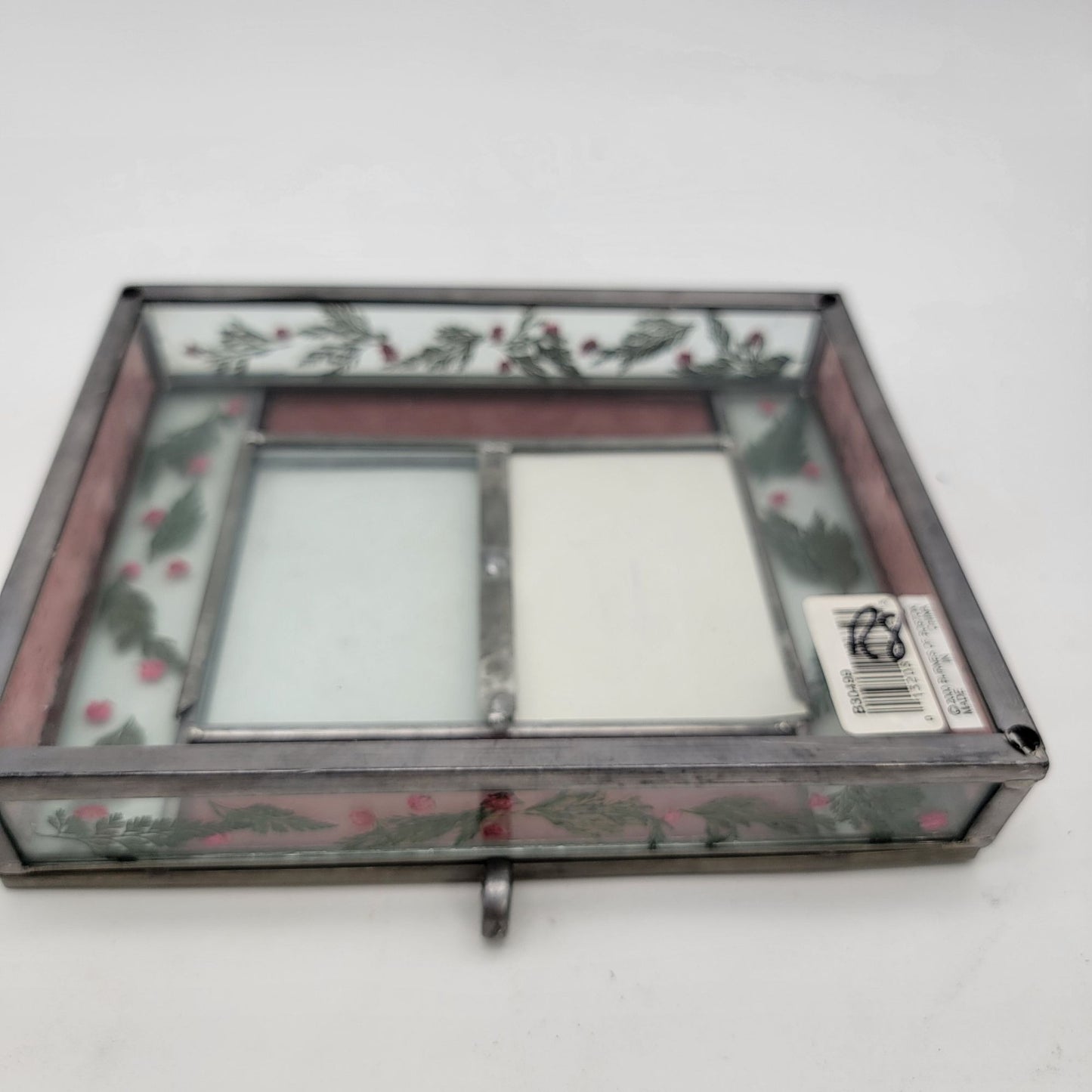 Stained Glass Jewelry Box With Pressed Flowers & Mirror Lid by Carr Frames , Burnes of Boston