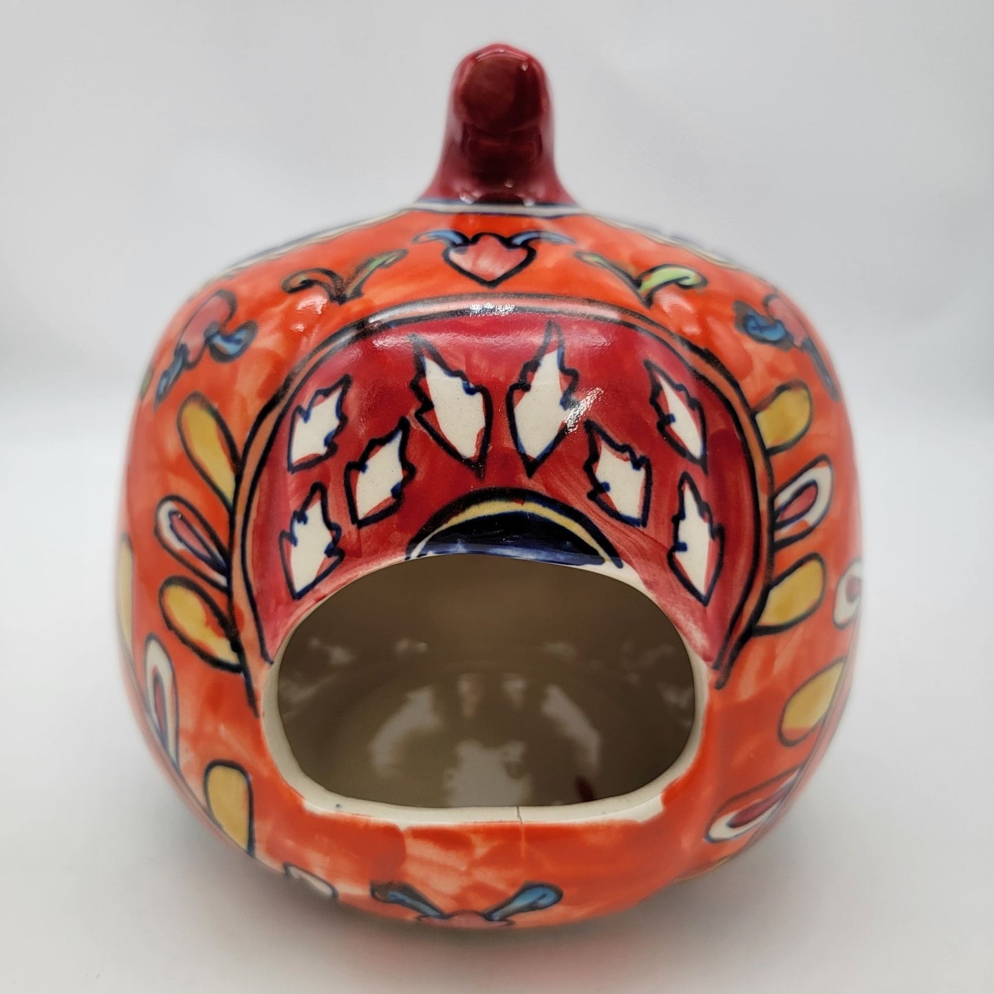 Talavera Style Halloween Pumpkin Jack-O-Lantern Orange