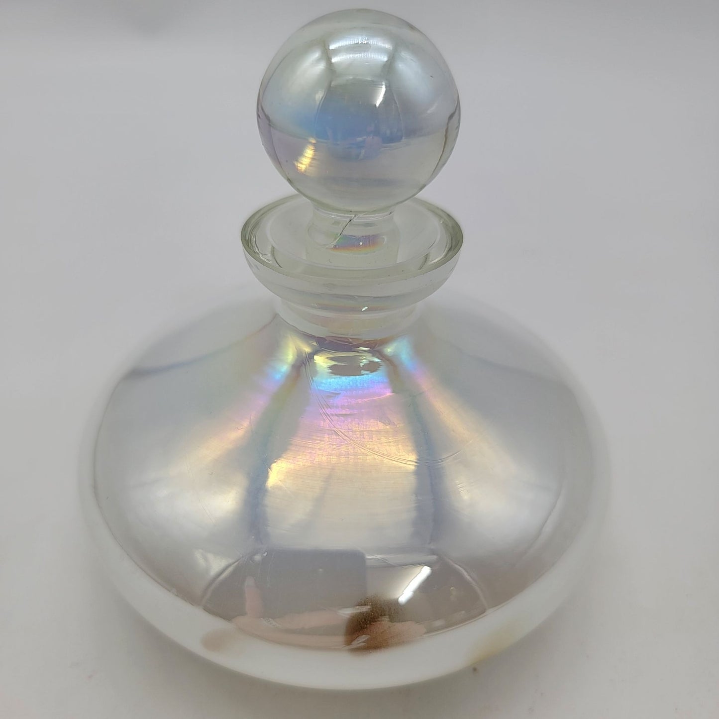 Vintage Iridescent Glass Perfume Bottle With Stopper