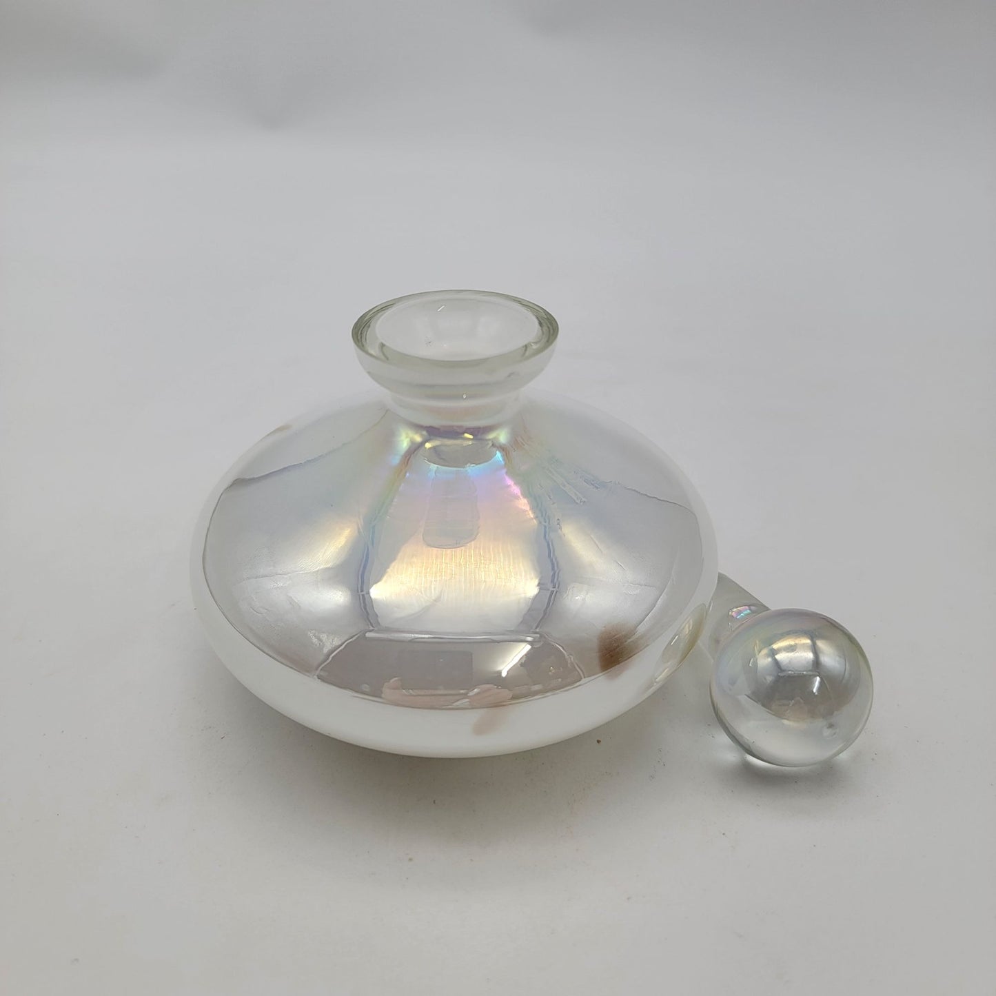 Vintage Iridescent Glass Perfume Bottle With Stopper