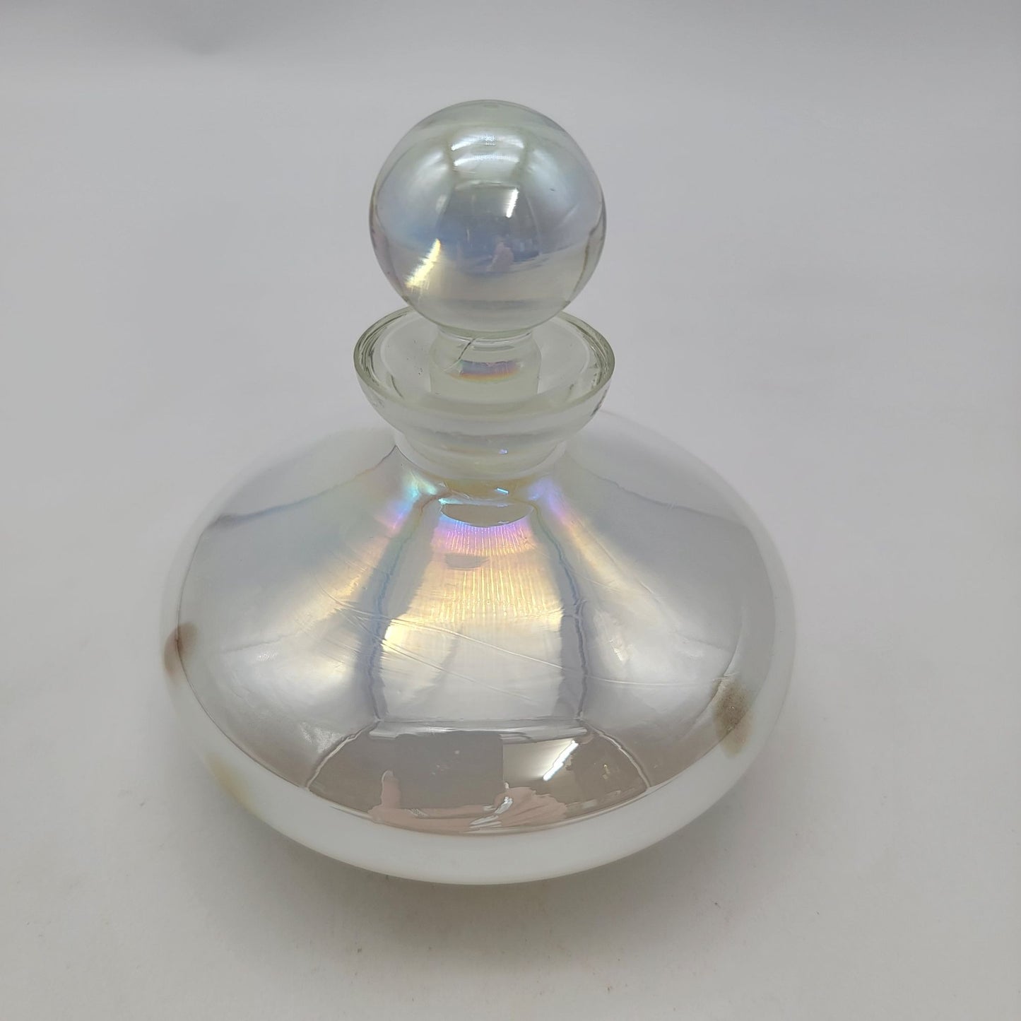 Vintage Iridescent Glass Perfume Bottle With Stopper