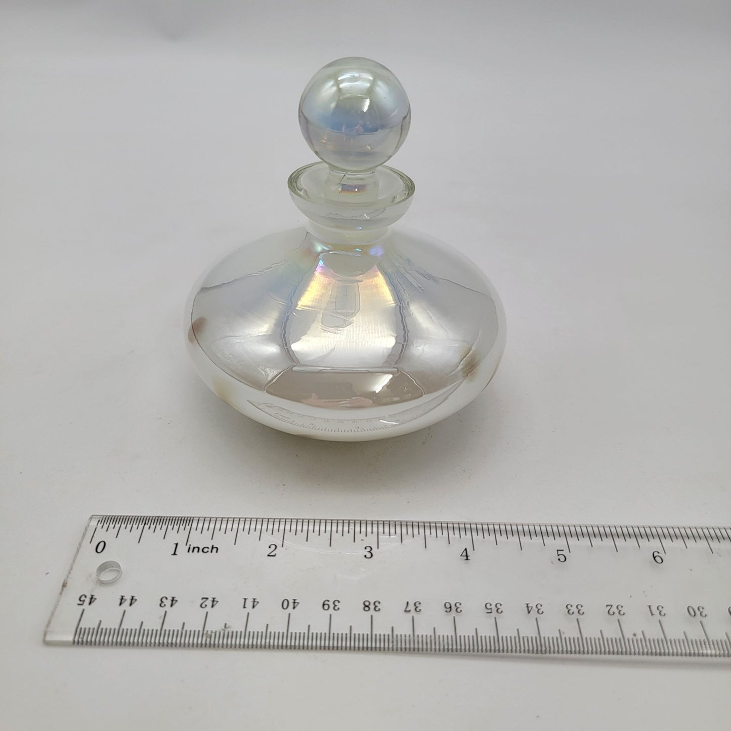 Vintage Iridescent Glass Perfume Bottle With Stopper