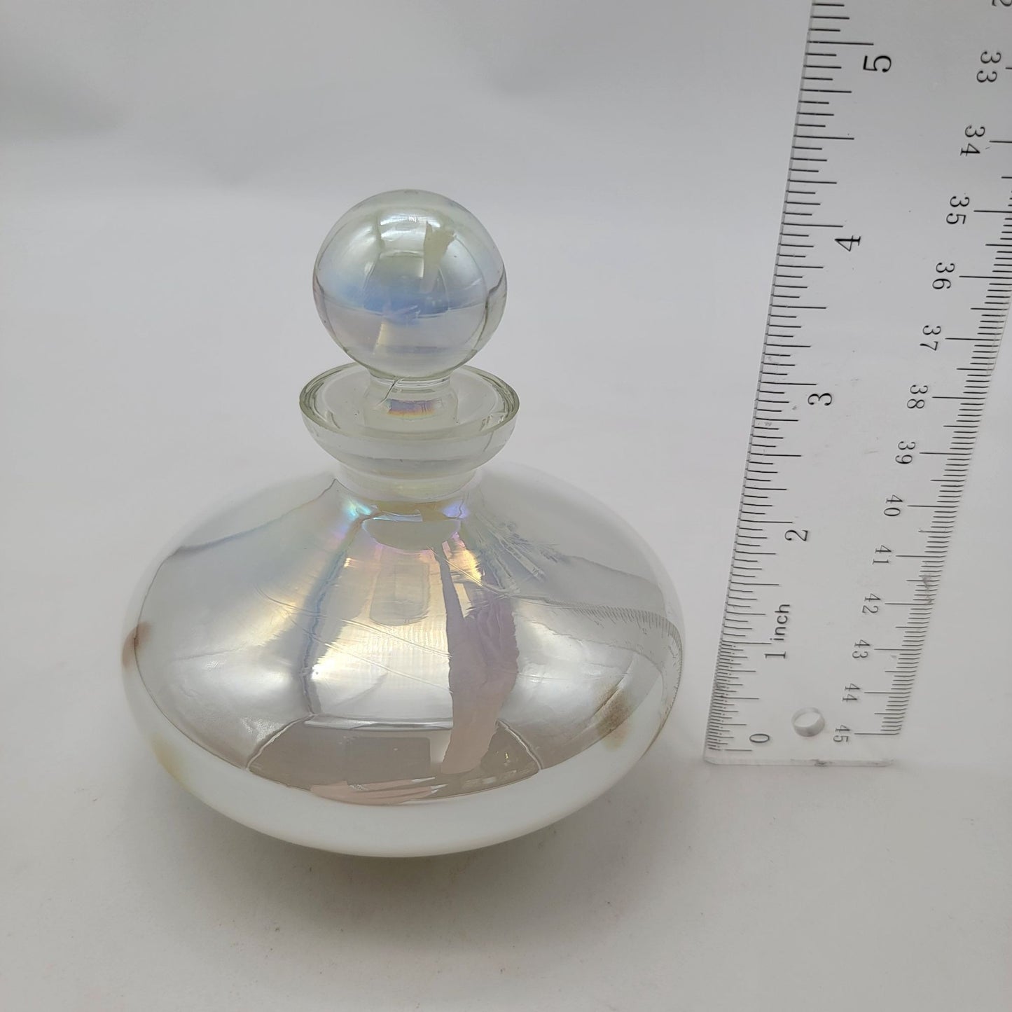 Vintage Iridescent Glass Perfume Bottle With Stopper