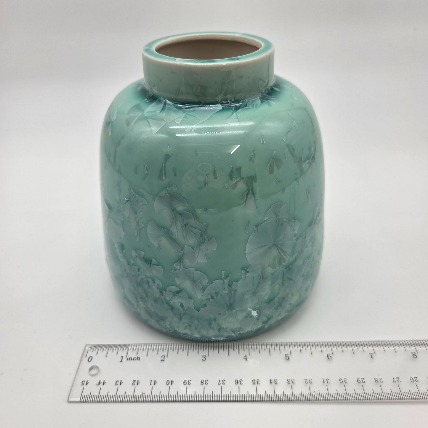 Teal Crystalline Glaze Art Pottery Vase