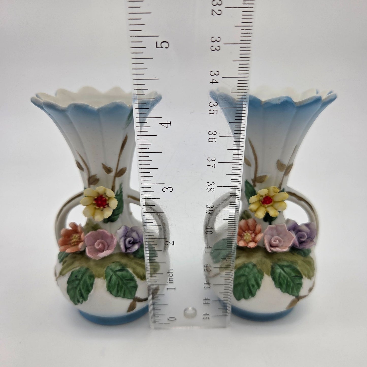 Pair Of Vintage Porcelain Miniature Bud Vases