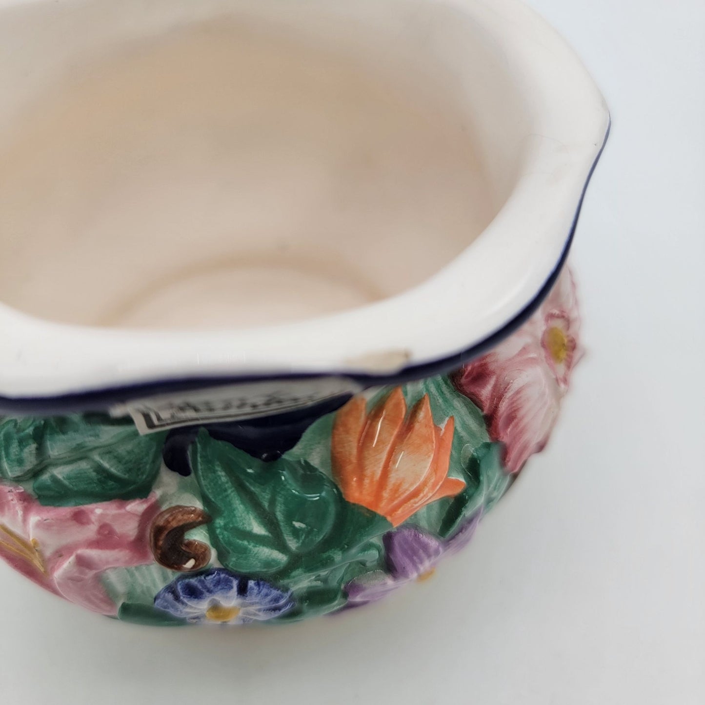 Vintage Fitz & Floyd 1994 Hand-Painted Floral Pottery Vase