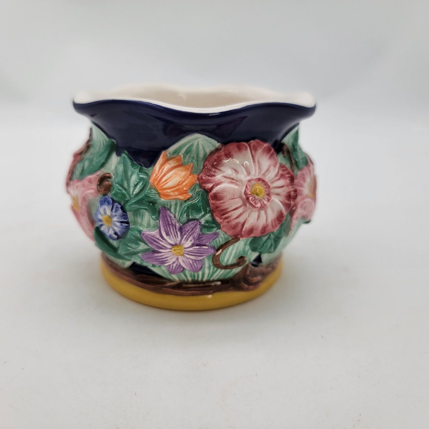 Vintage Fitz & Floyd 1994 Hand-Painted Floral Pottery Vase
