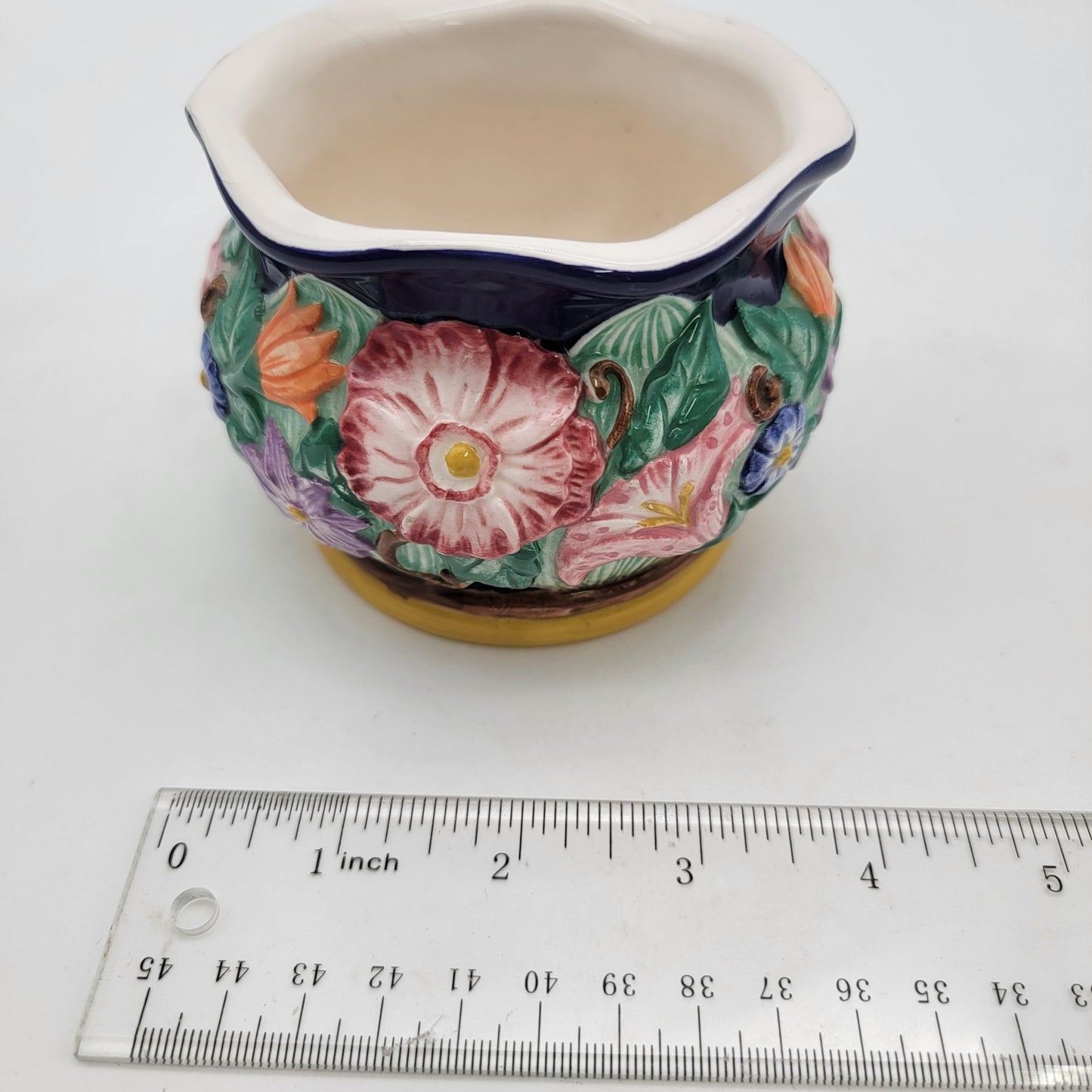Vintage Fitz & Floyd 1994 Hand-Painted Floral Pottery Vase