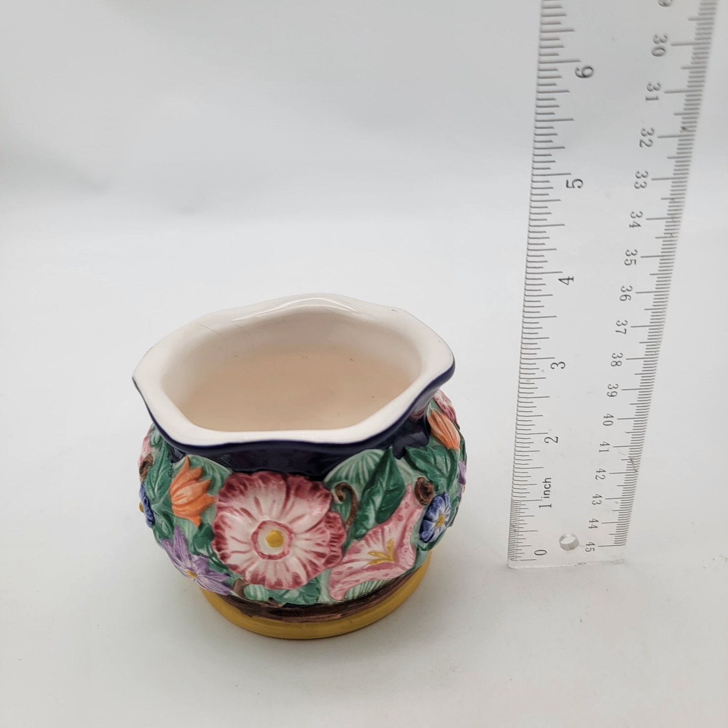 Vintage Fitz & Floyd 1994 Hand-Painted Floral Pottery Vase