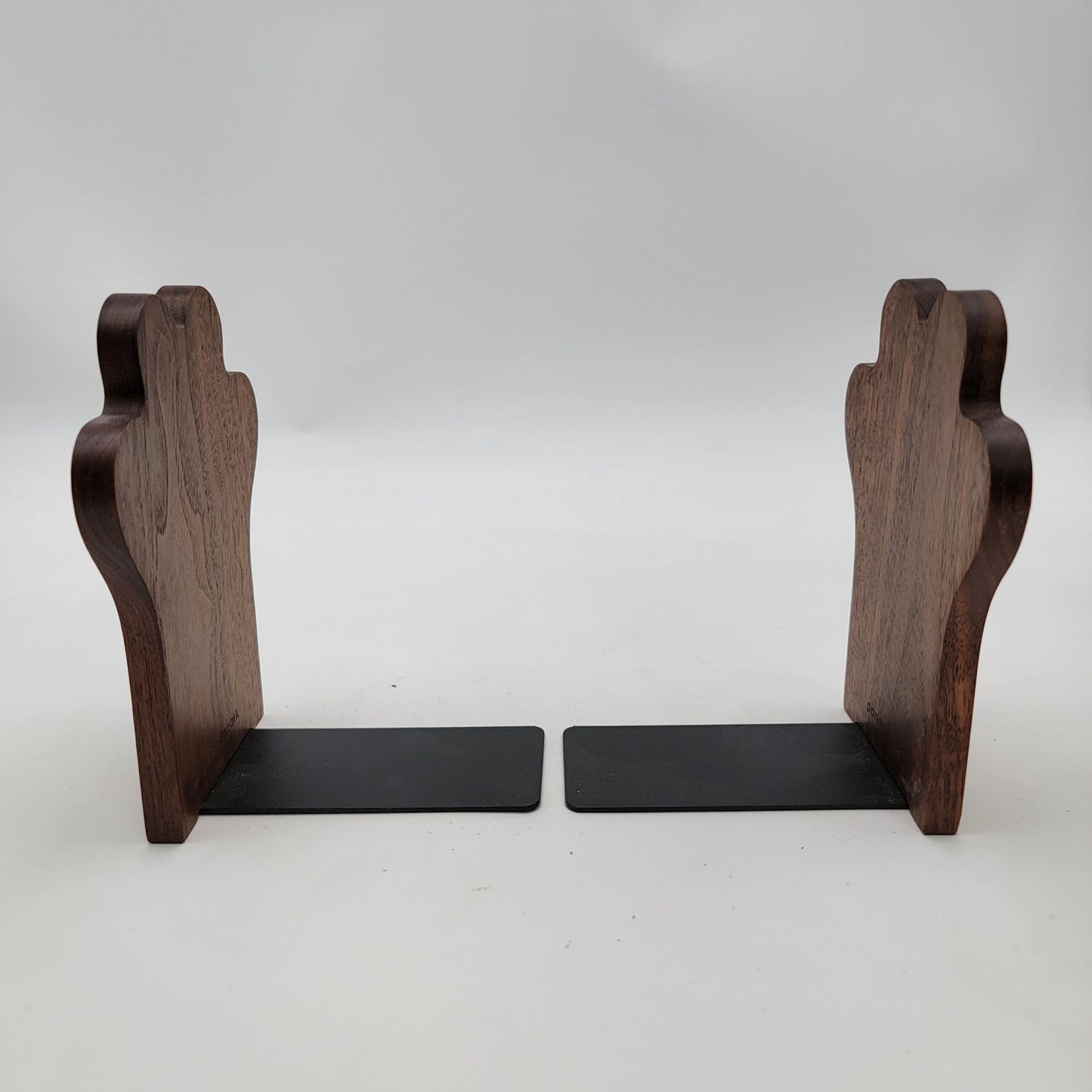 Wooden Paw Print Bookends With Metal Base