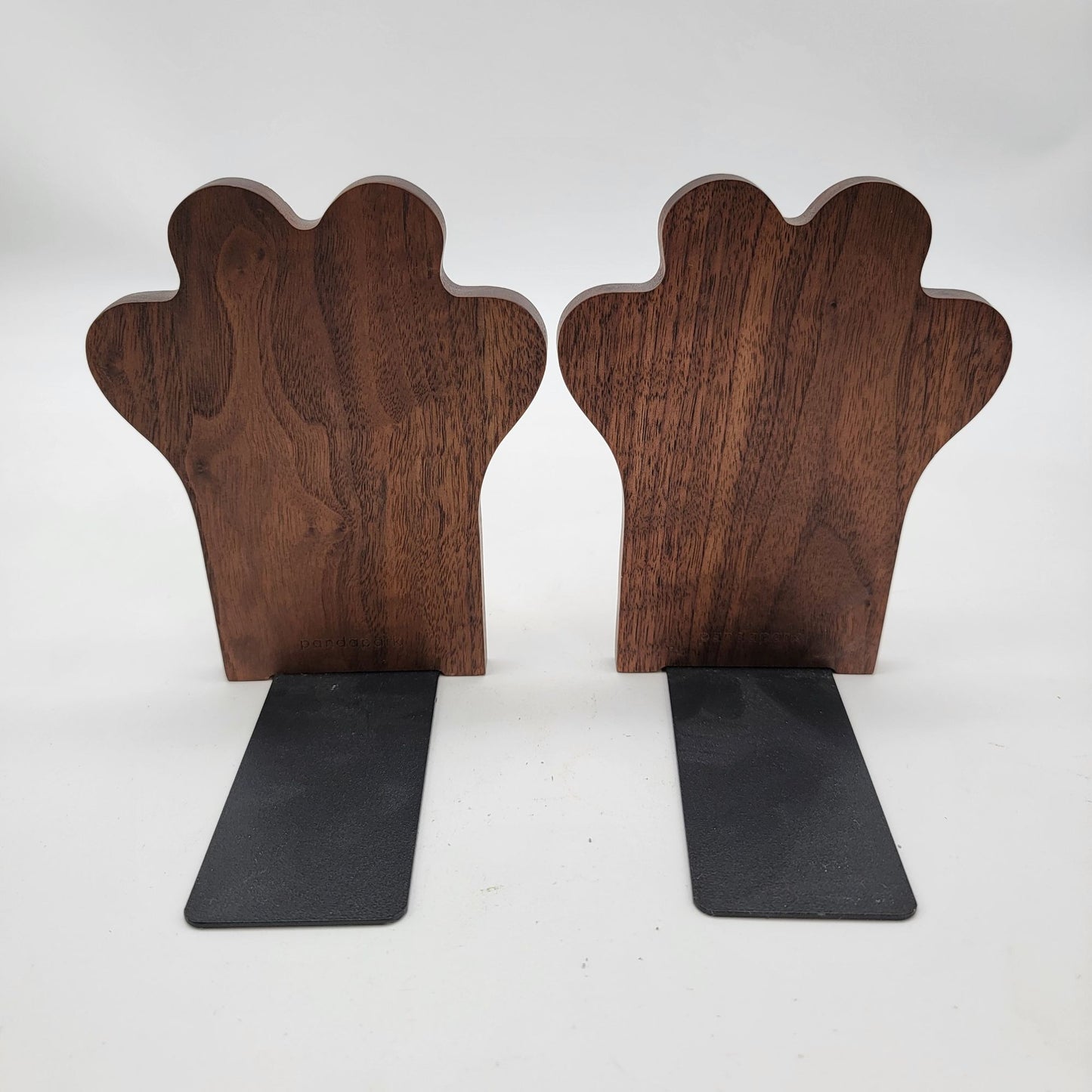 Wooden Paw Print Bookends With Metal Base