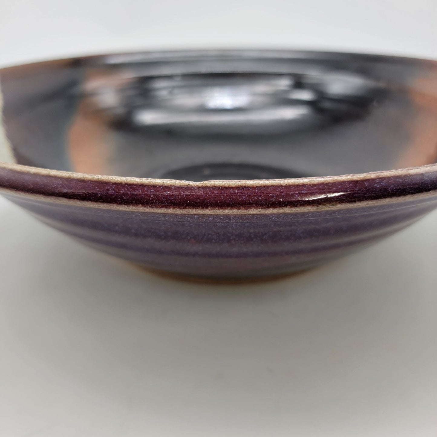 Handmade Art Pottery Serving Bowl With Unique Glaze Design Signed