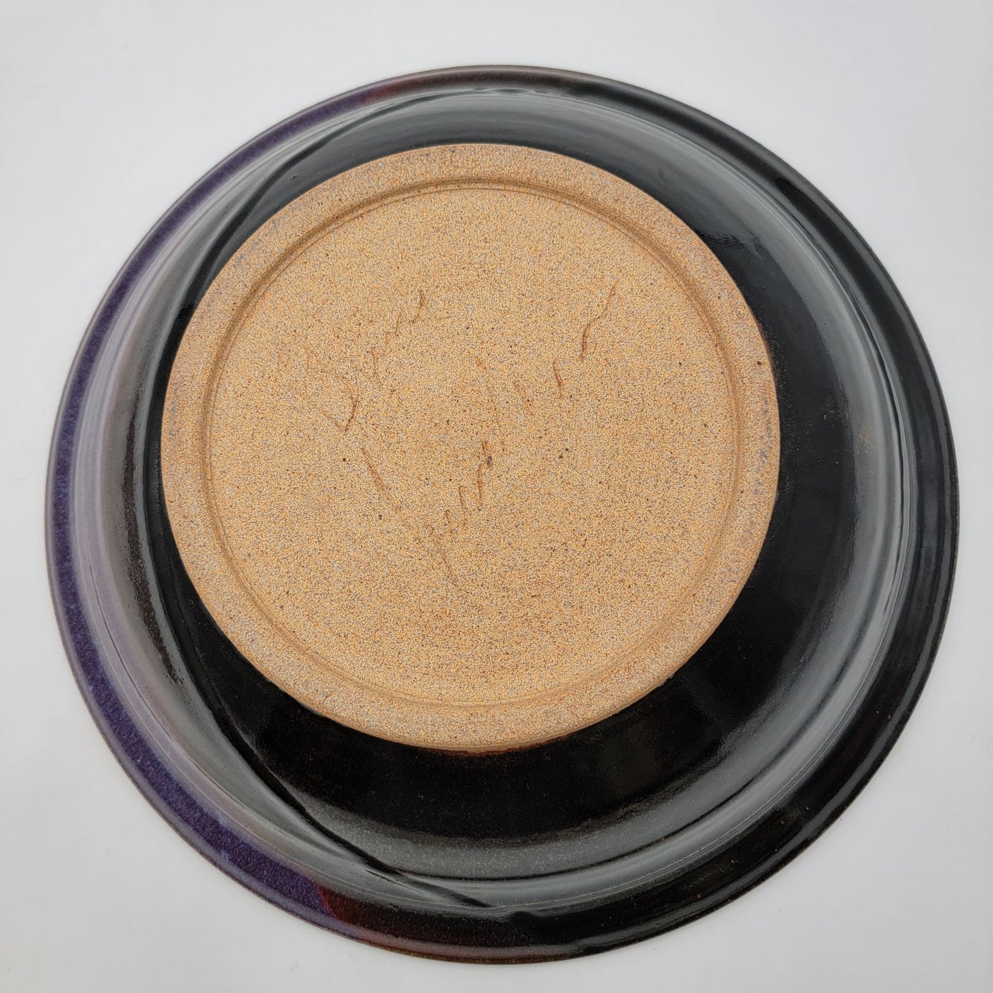 Handmade Art Pottery Serving Bowl With Unique Glaze Design Signed