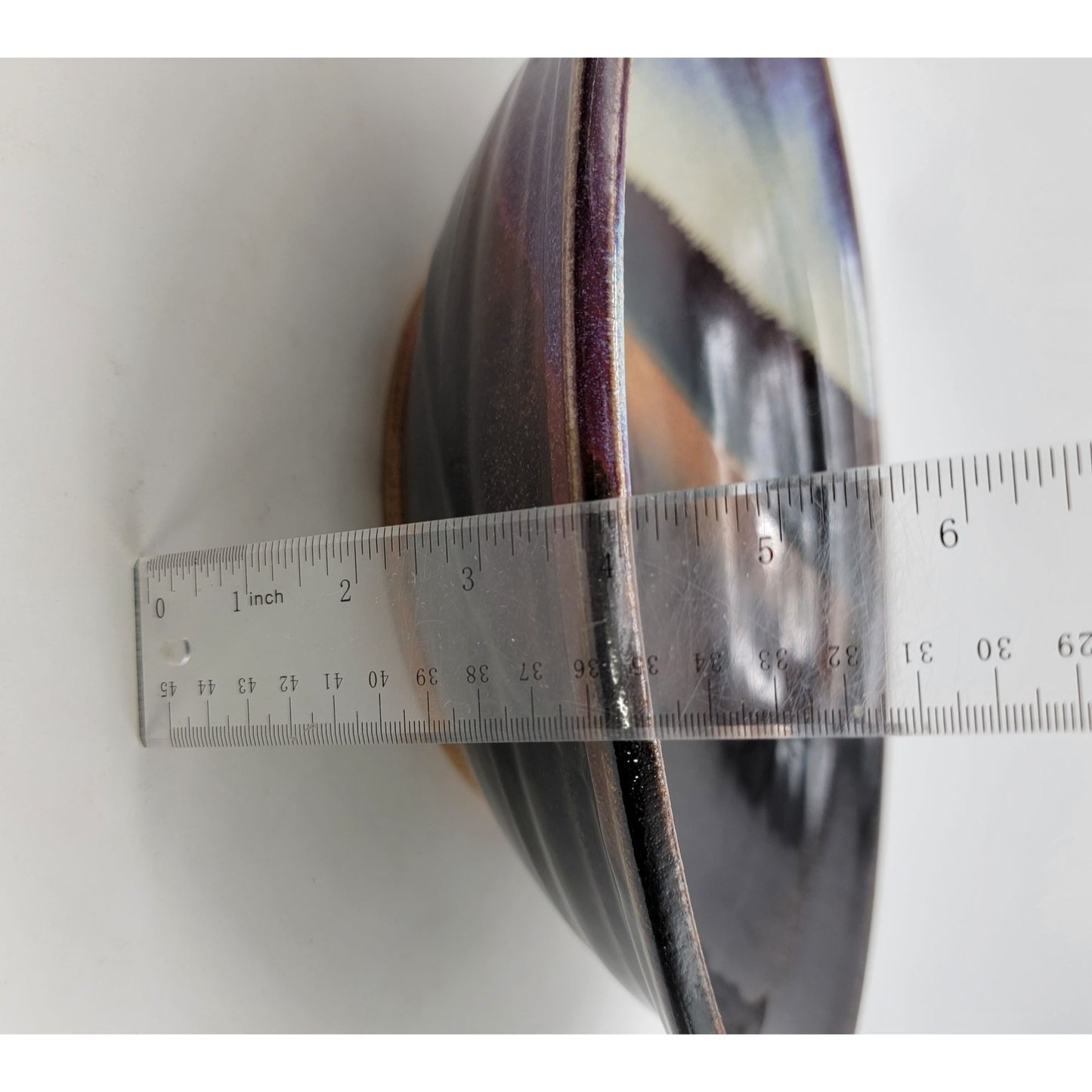 Handmade Art Pottery Serving Bowl With Unique Glaze Design Signed