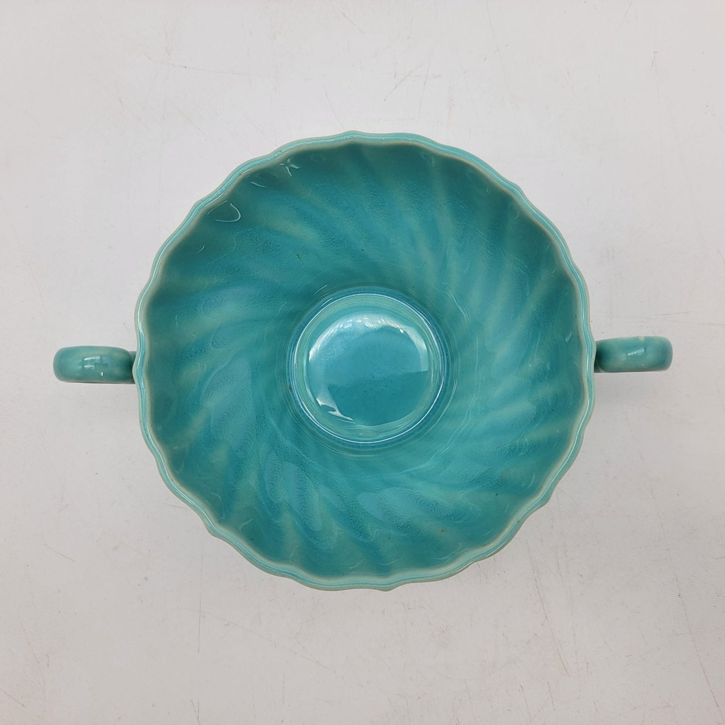 Franciscan Coronado Turquoise Blue Double Handled Mugs or Soup Bowls With Matching Saucers Set Of 3