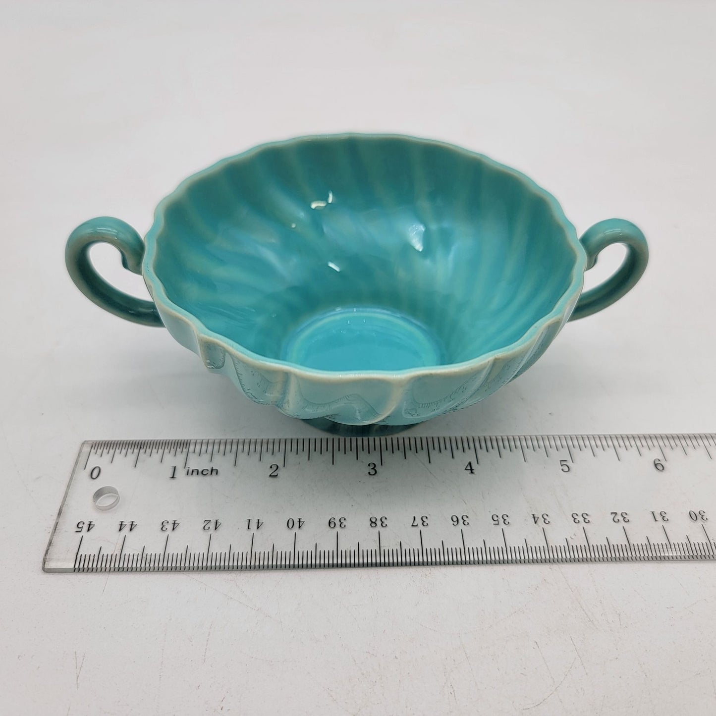Franciscan Coronado Turquoise Blue Double Handled Mugs or Soup Bowls With Matching Saucers Set Of 3
