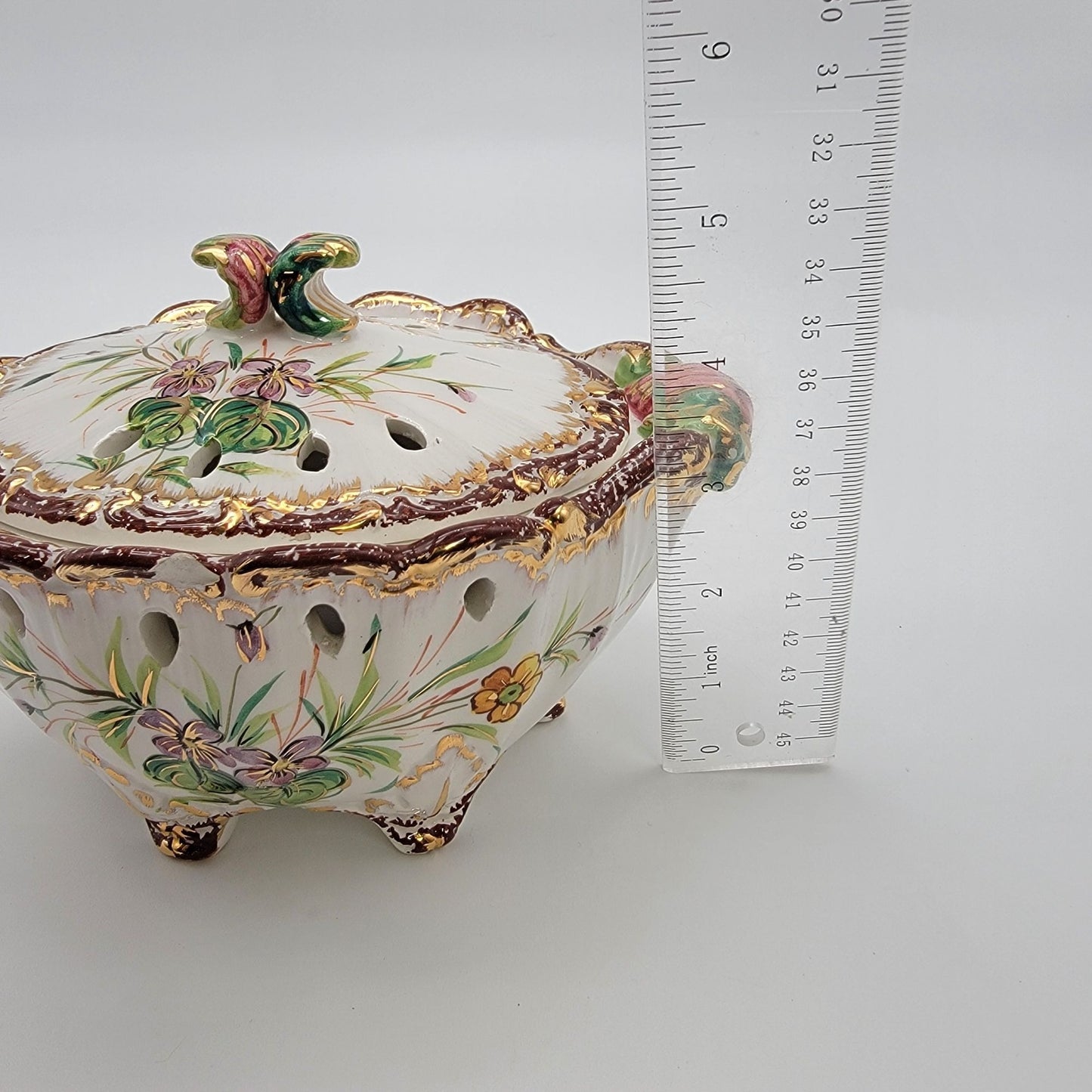 Vintage 1930s ZSZ Nove Italy Porcelain Potpourri Dish With Lid