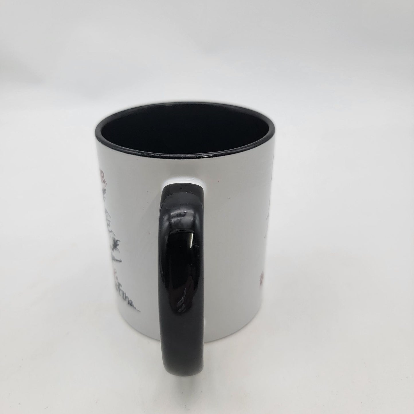 "Its Fine" Funny Cat Mug With Black Handle & Interior