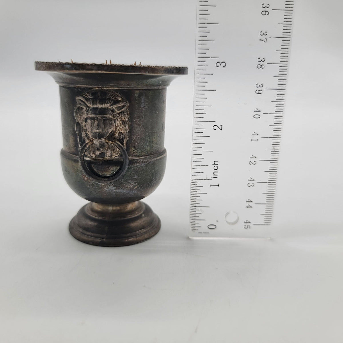 1960s Silverplate Lion Toothpick Holder Viners Of Sheffield