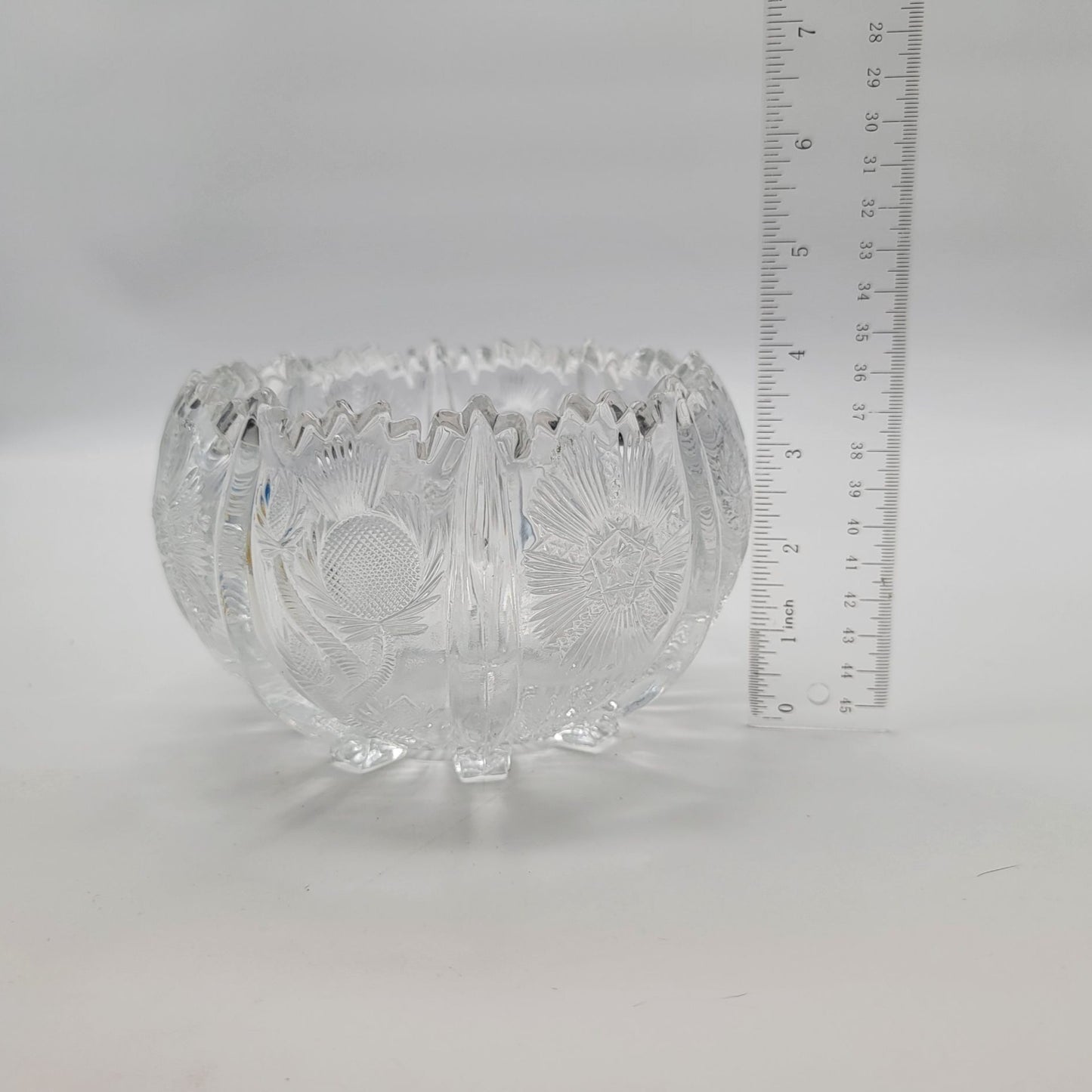 Antique Bryce Higbee EAPG Paneled Thistle Cupped Rose Bowl