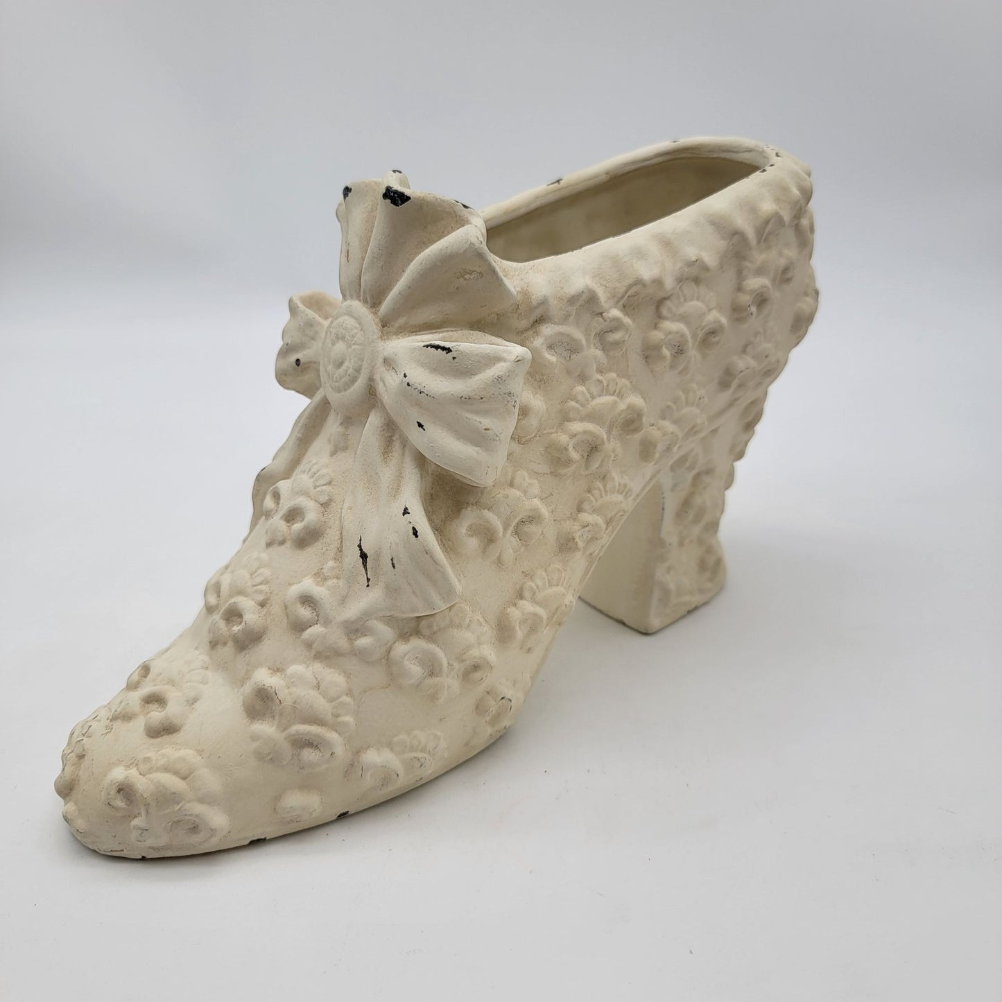 Vintage Victorian Style White Ceramic Shoe Planter