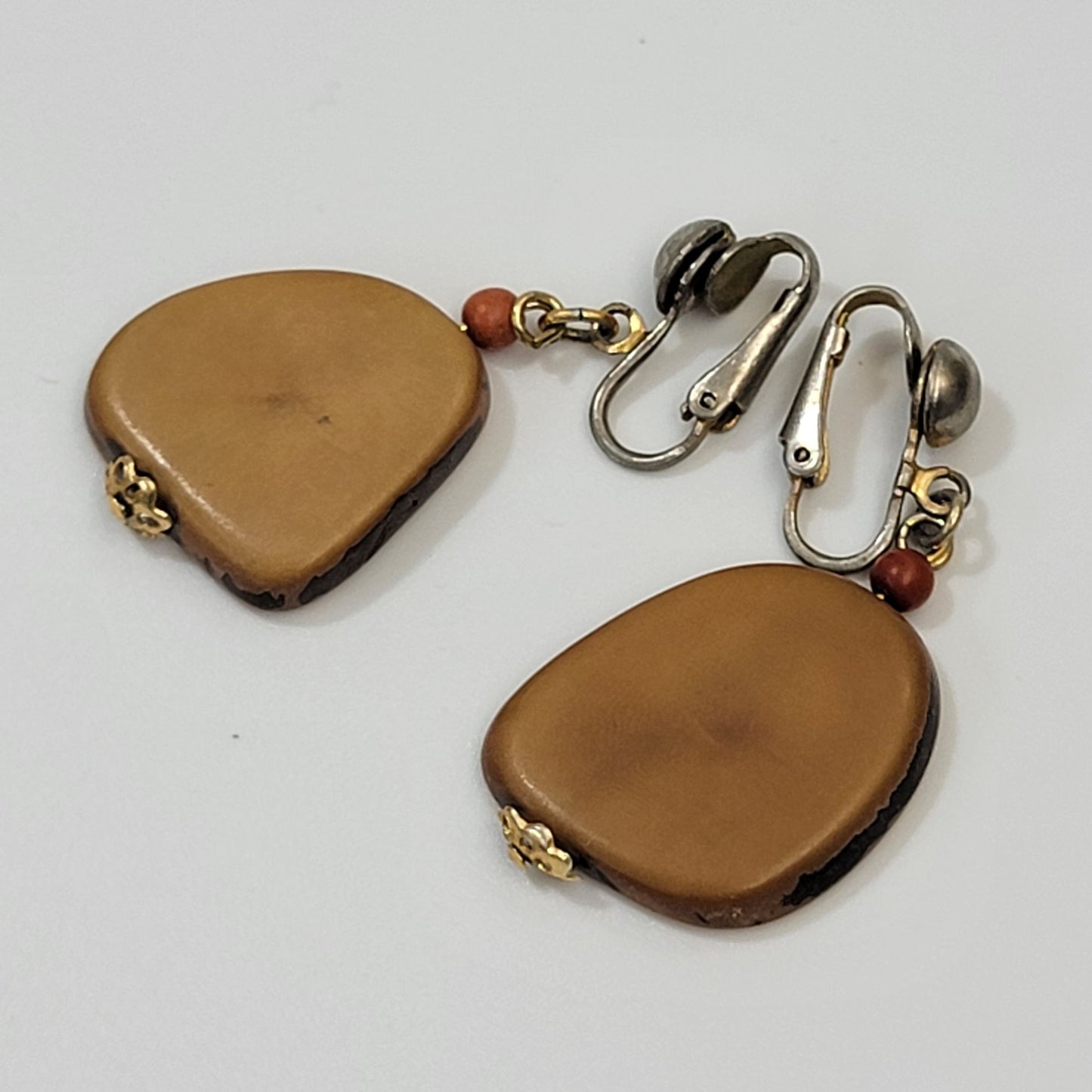 Vintage Tagua Nut Clip-On Earrings