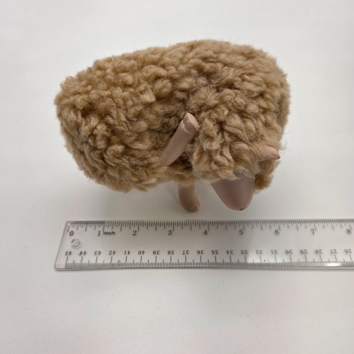 Meier Germany Real Wool Sheep Sculpture - Back Leg Scratching Head