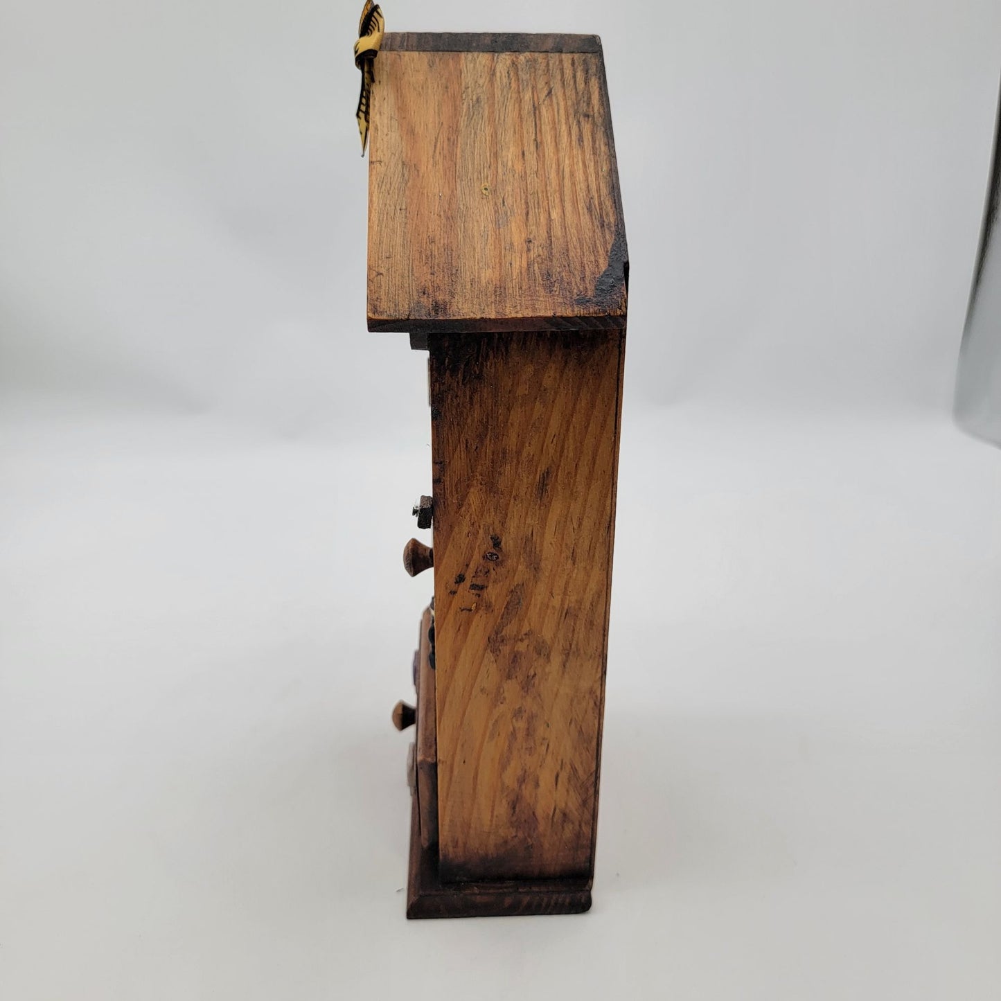 Vintage Wooden Sewing-Themed Miniature Cabinet With Drawer