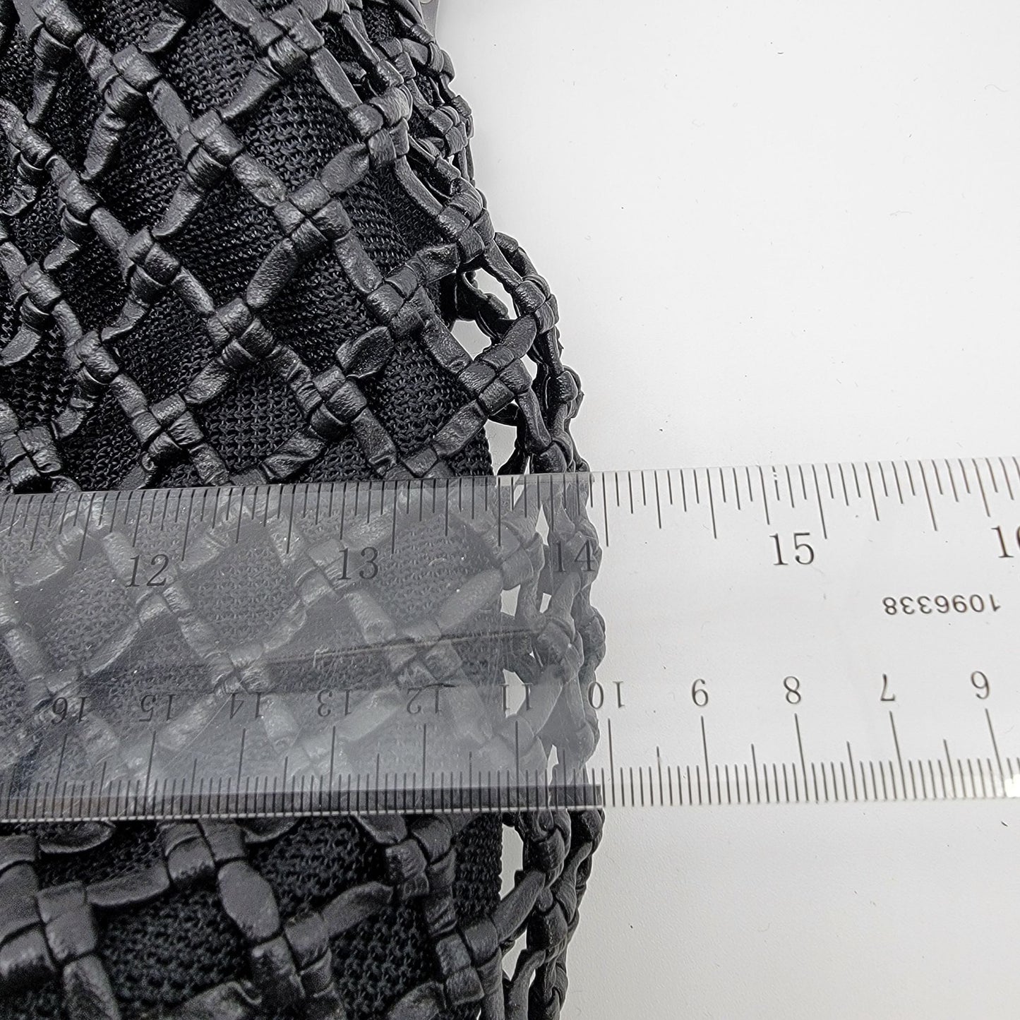 Black Basket Weave Mesh Bucket Shoulder Bag Purse