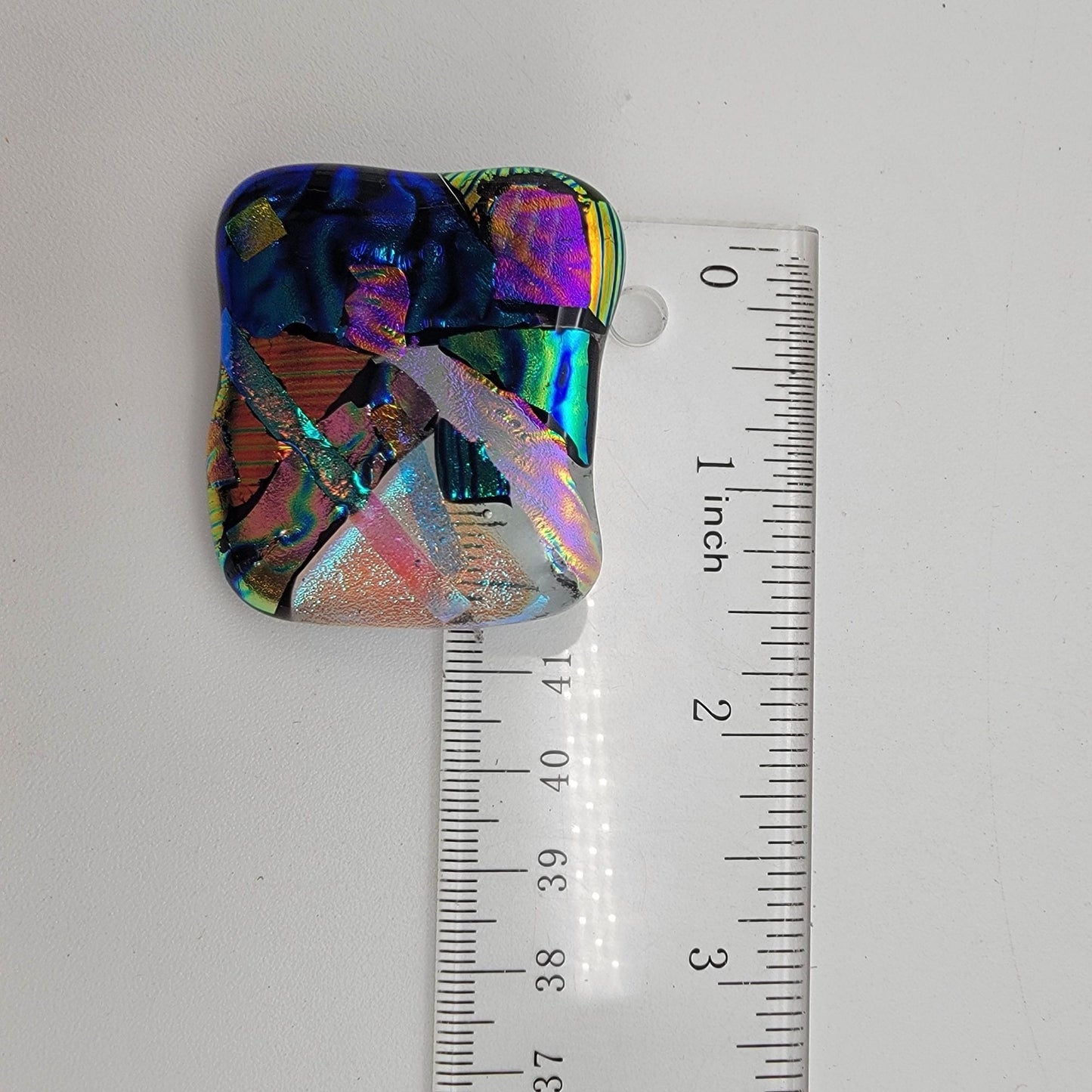 Dichroic Fused Art Glass Brooch Geometric Multicolor