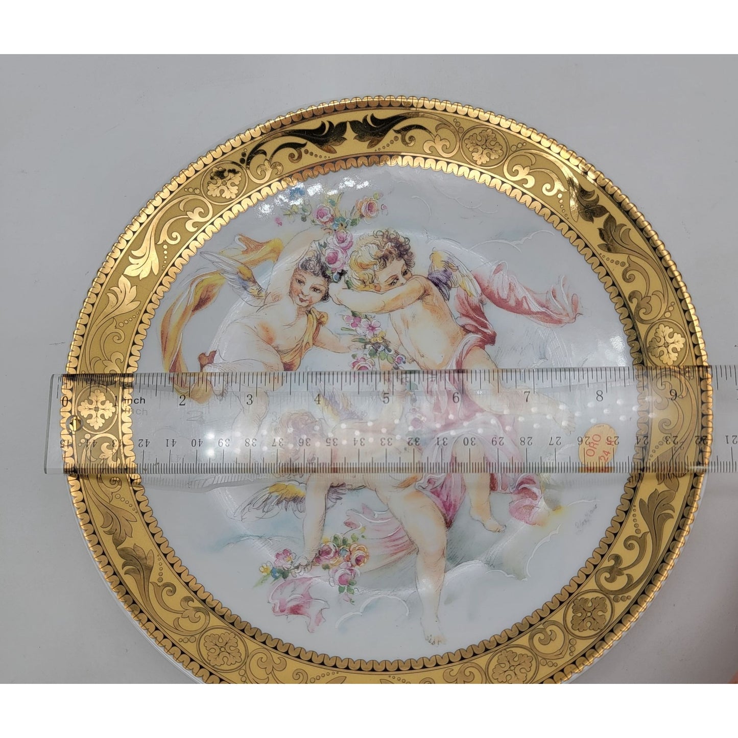 Vintage T. Limoges 24K Gold Gilded Porcelain Plate With Cherubs