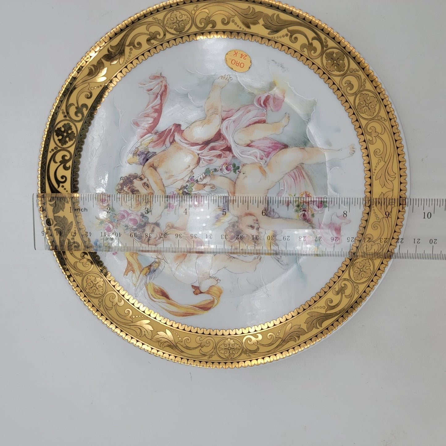 Vintage T. Limoges 24K Gold Gilded Porcelain Plate With Cherubs